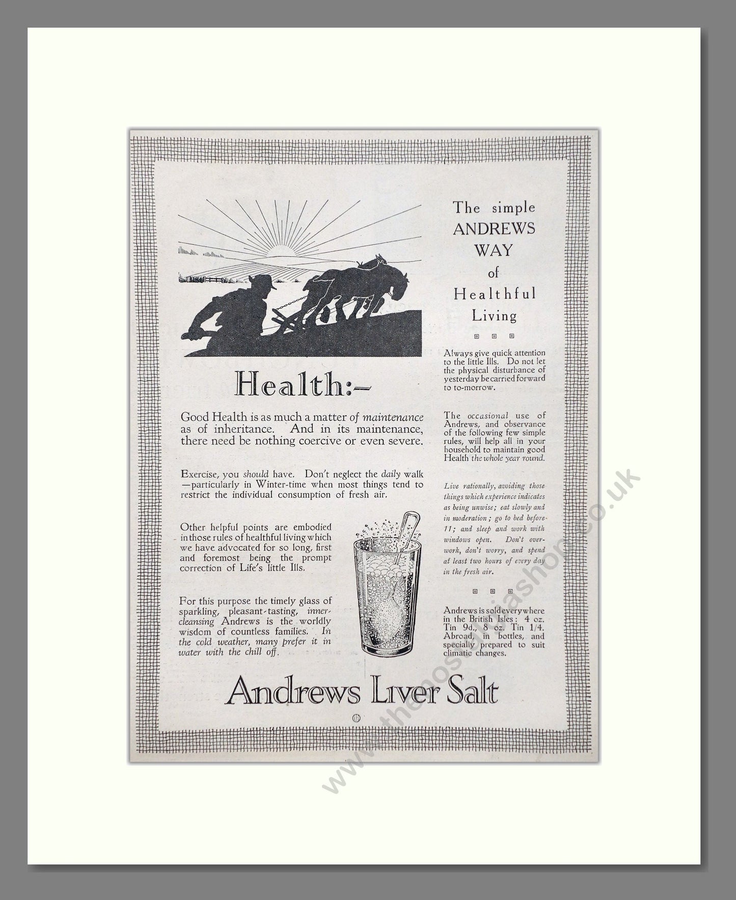 Andrews - Liver Salt. Vintage Advert 1926 (ref AD66947)