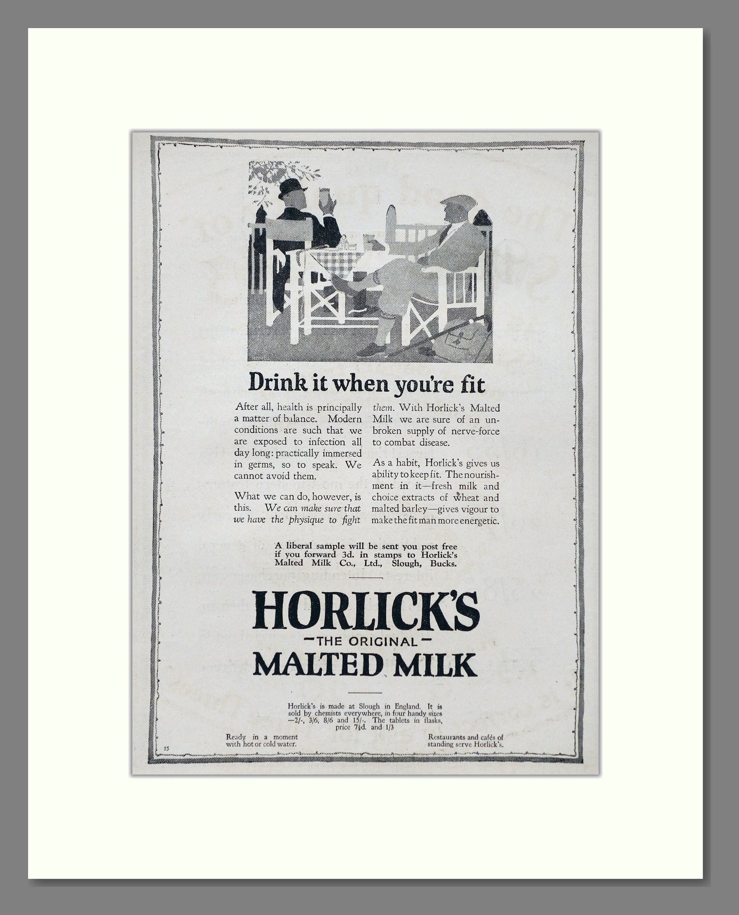 Horlick's - Malted Milk. Vintage Advert 1926 (ref AD66956)