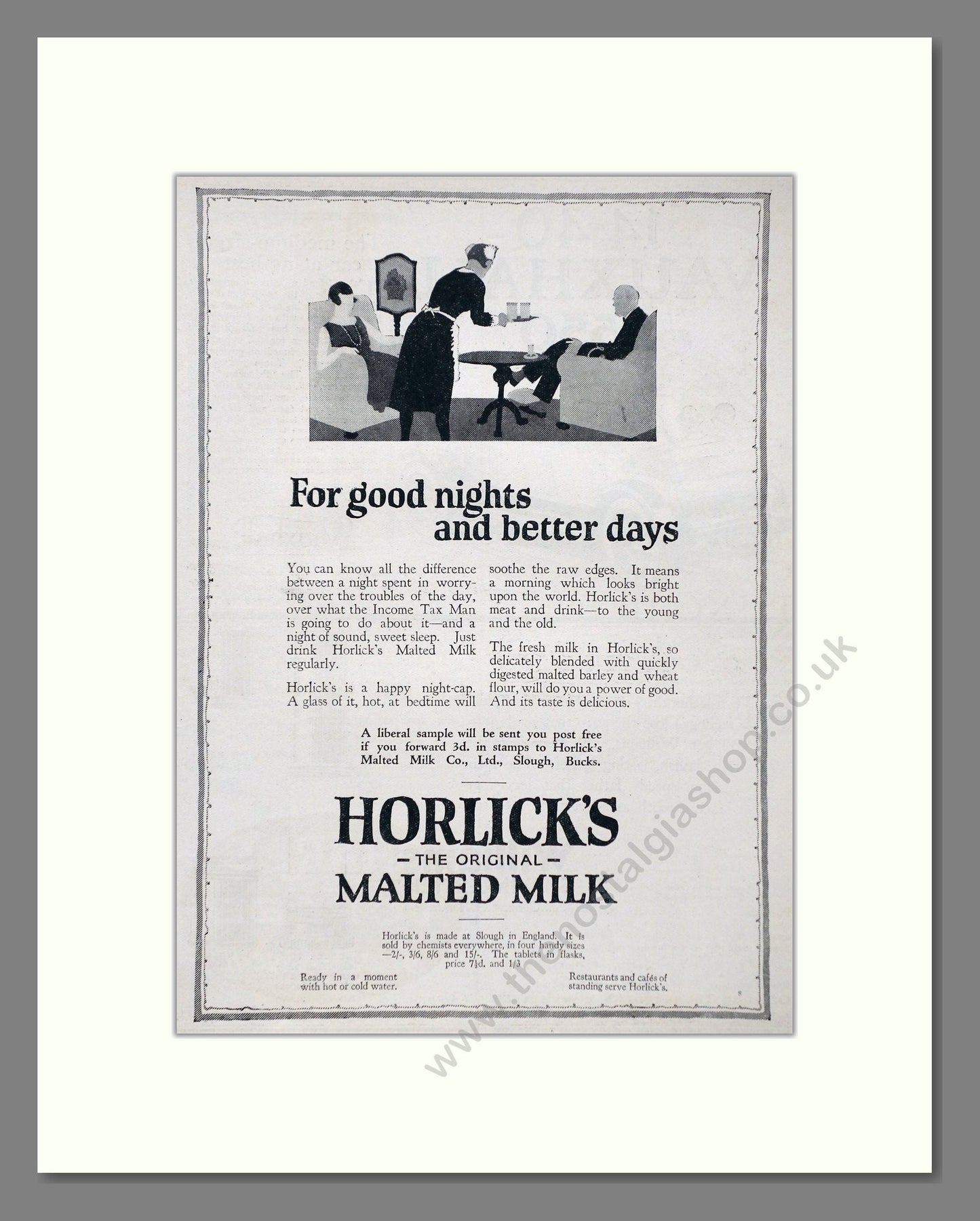 Horlick's - Malted Milk. Vintage Advert 1926 (ref AD66959)
