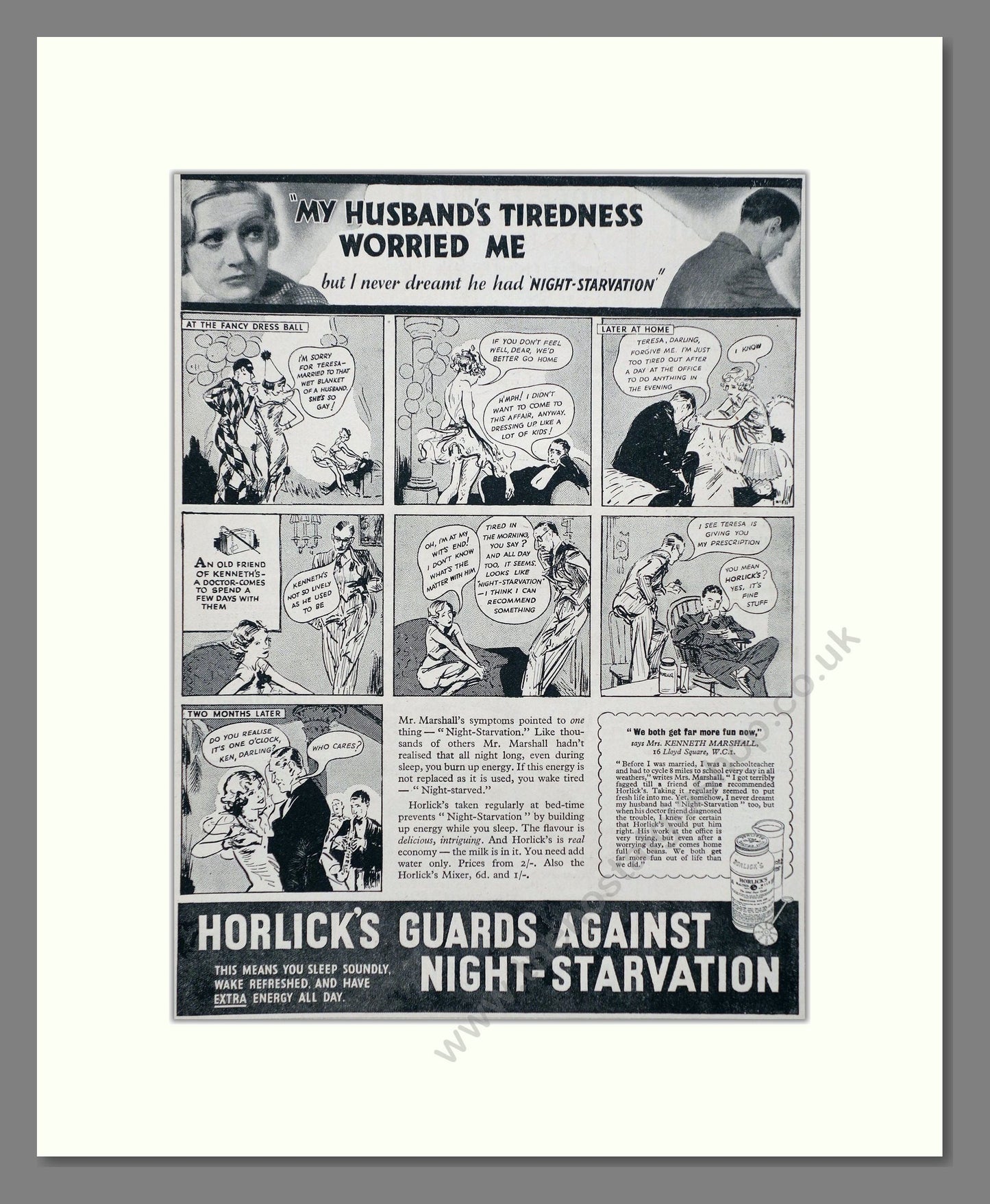 Horlick's - Malted Milk. Vintage Advert 1934 (ref AD66962)