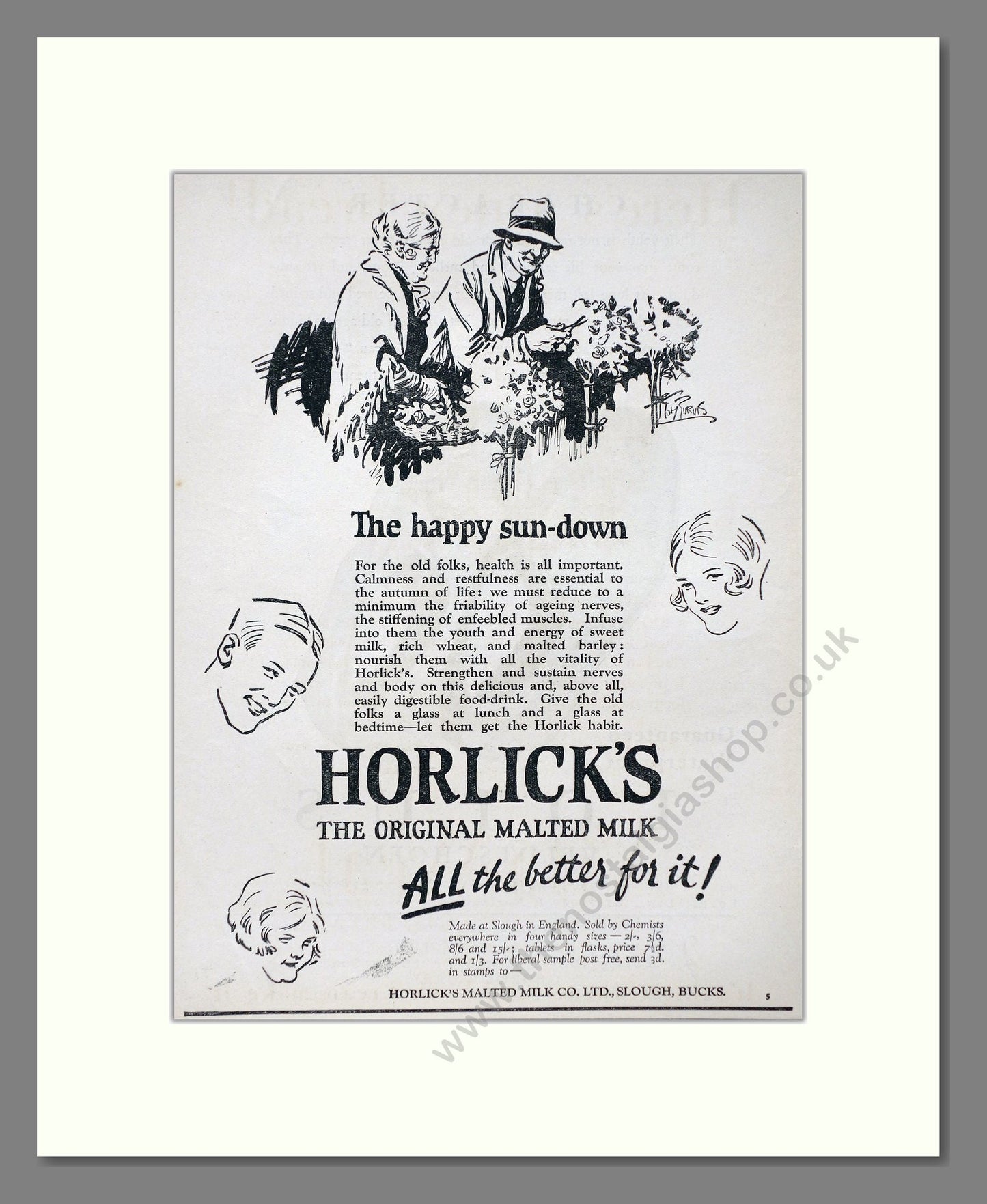 Horlick's - Malted Milk. Vintage Advert 1927 (ref AD66970)