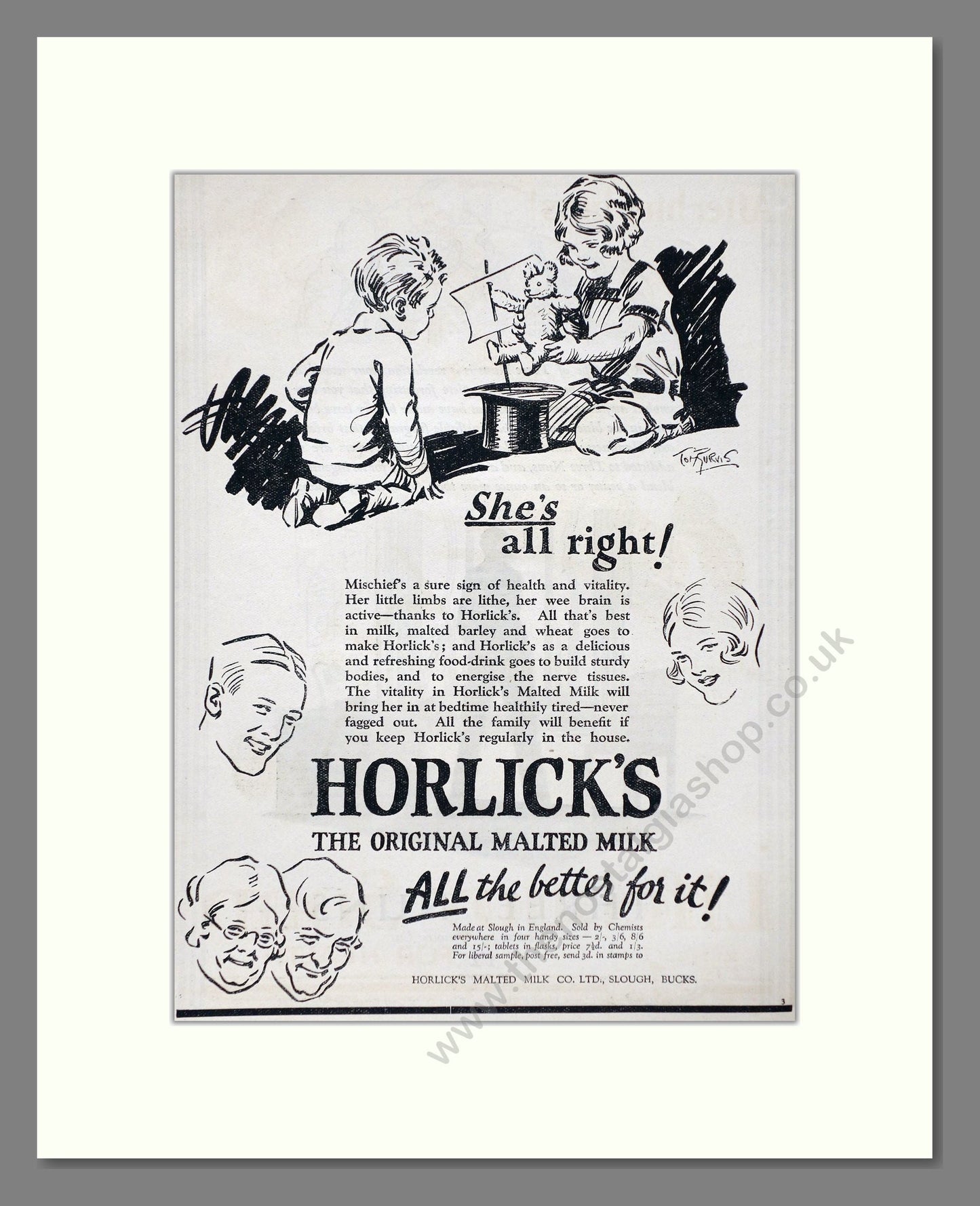 Horlick's - Malted Milk. Vintage Advert 1927 (ref AD66971)