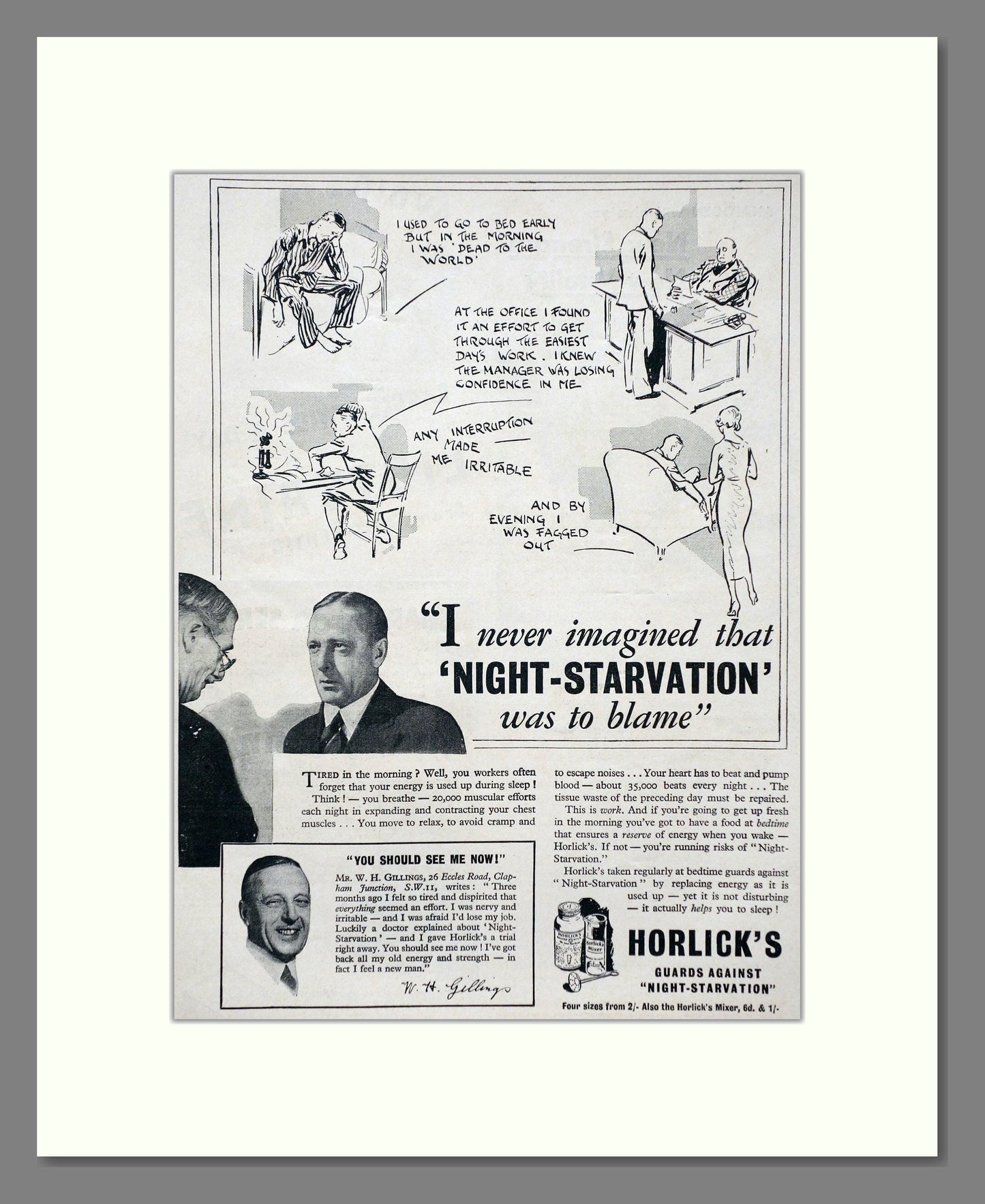 Horlick's - Malted Milk. Vintage Advert 1934 (ref AD66973)