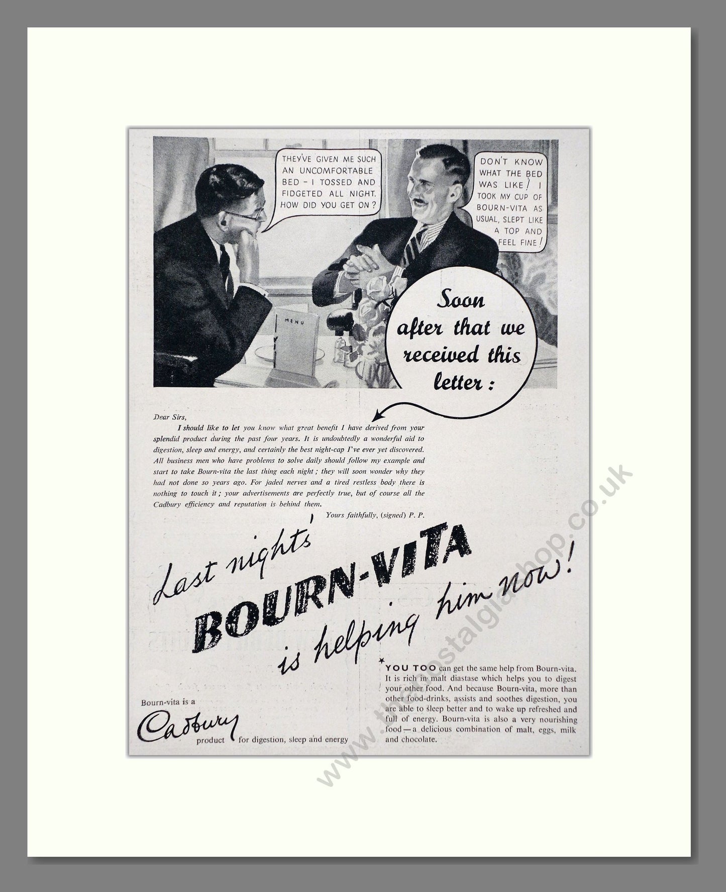 Cadbury's - Bourn-Vita. Vintage Advert 1936 (ref AD66976)