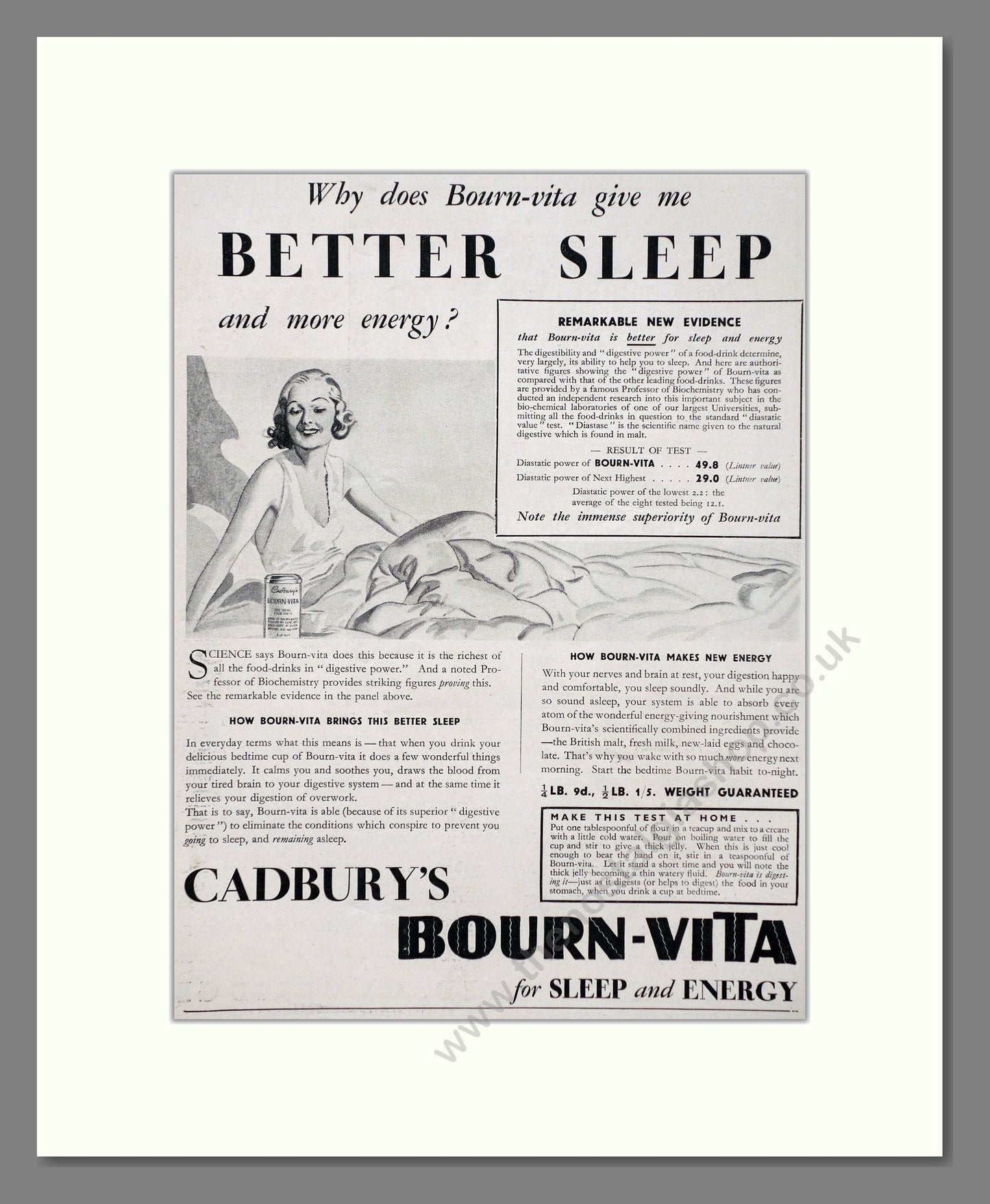 Cadbury's - Bourn-Vita. Vintage Advert 1933 (ref AD66977)