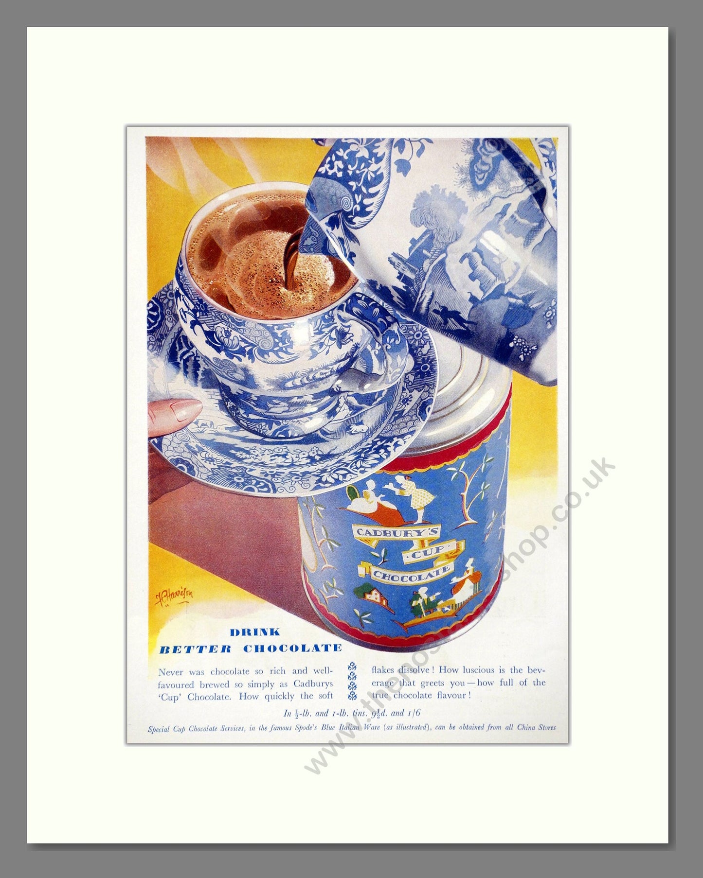 Cadbury's - Cup Chocolate. Vintage Advert 1934 (ref AD66979)