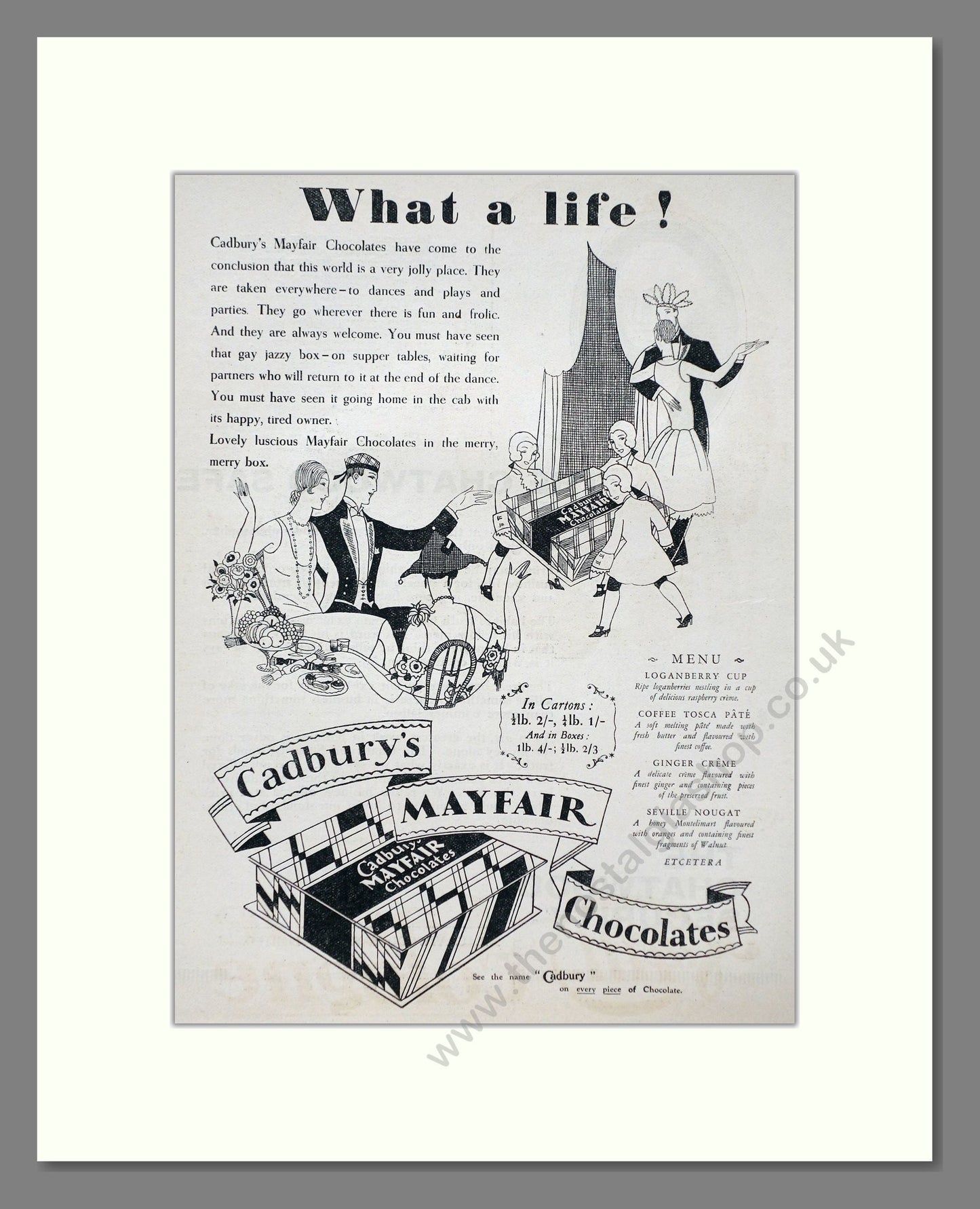 Cadbury's - Mayfair Chocolates. Vintage Advert 1927 (ref AD66992)