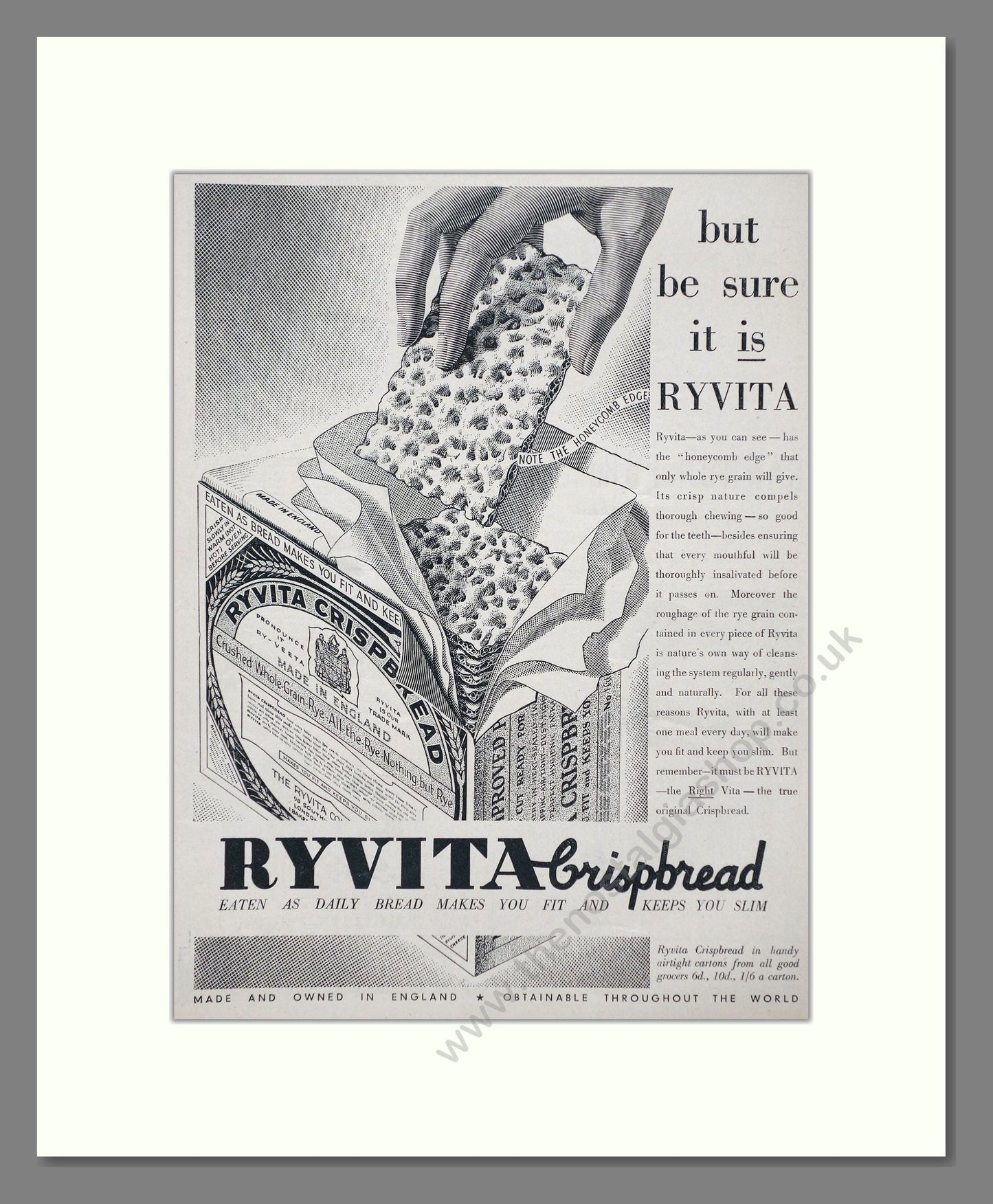 Ryvita - Crispbread. Vintage Advert 1937 (ref AD66996)