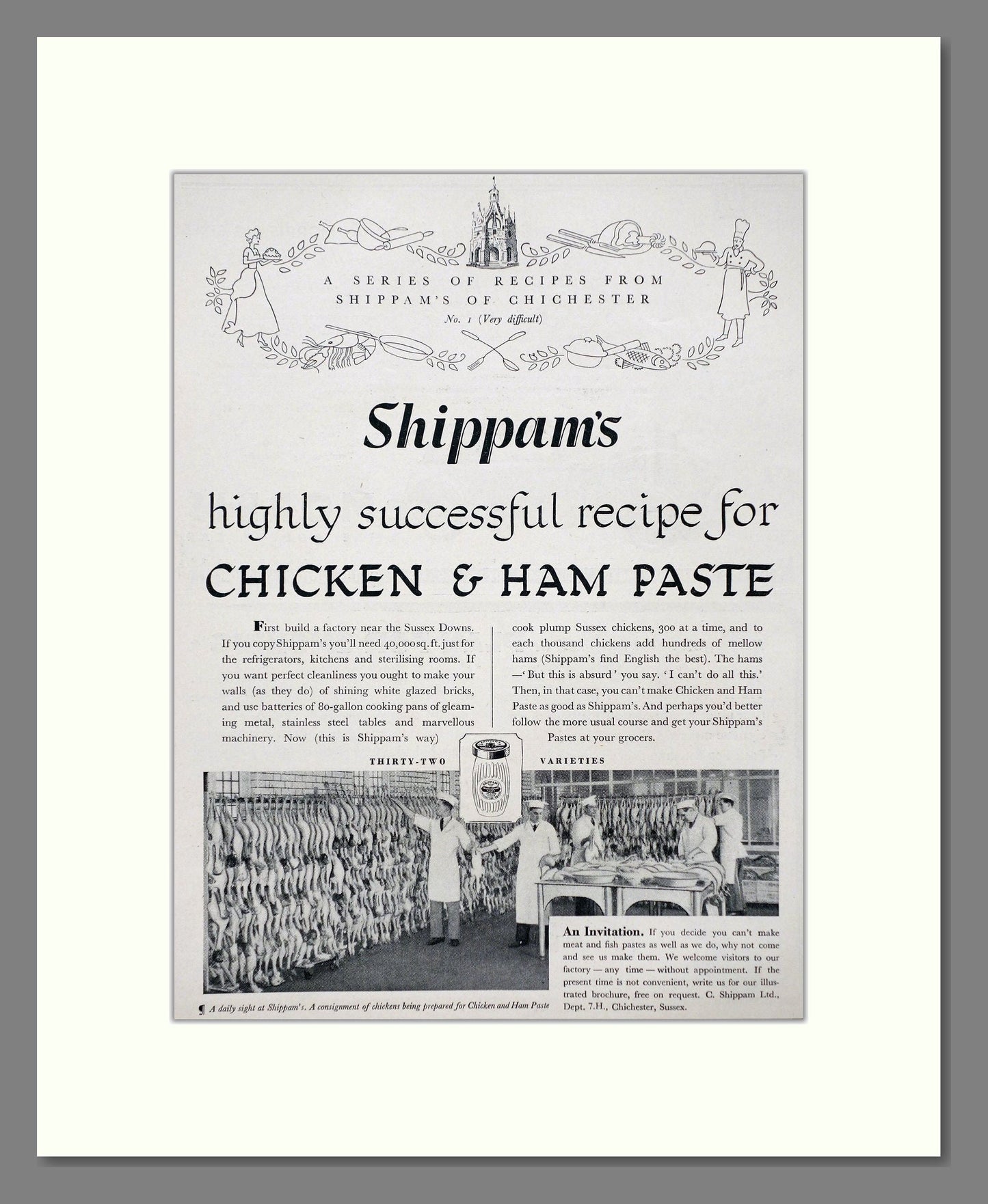 Shippam's - Chicken And Ham Paste. Vintage Advert 1936 (ref AD67022)