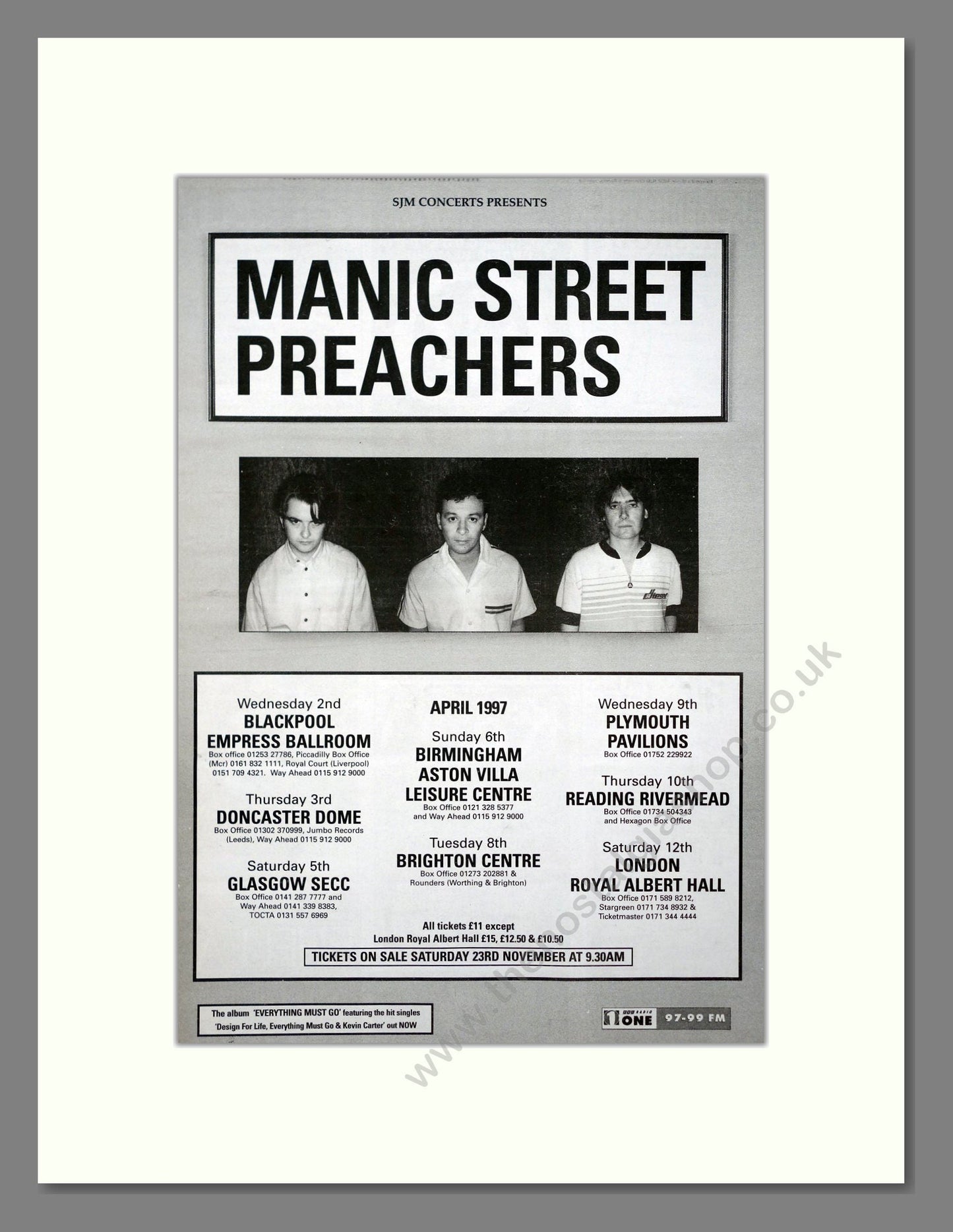 Manic Street Preachers - UK Tour. Vintage Advert 1997 (ref AD20894)