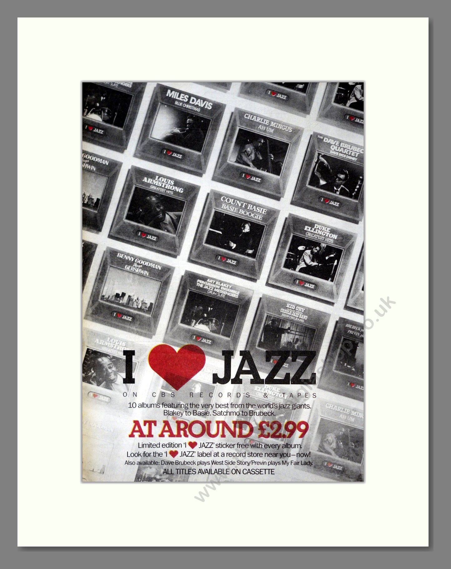 Various Artists - I Love Jazz. Vintage Advert 1983 (ref AD20938)