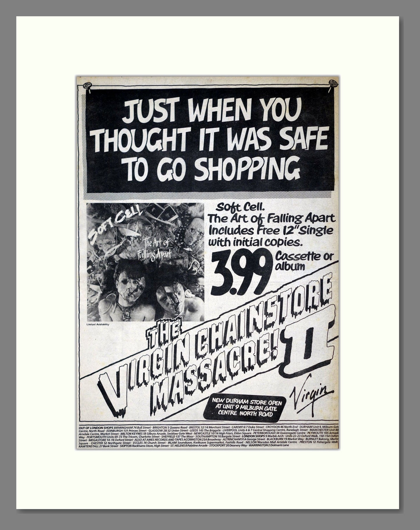 Soft Cell - The Art Of Falling Apart. Vintage Advert 1983 (ref AD20945)