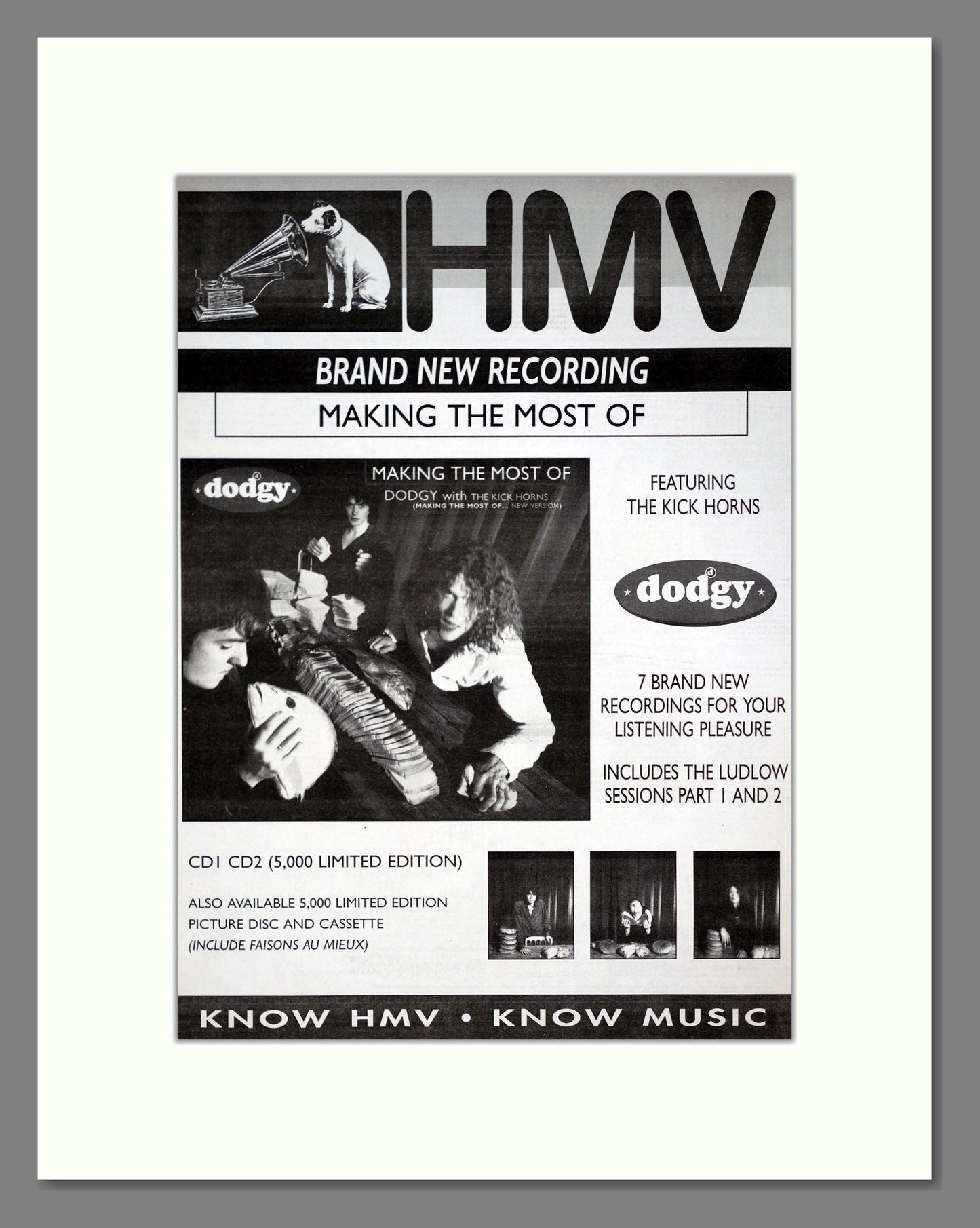Dodgy - Making The Most Of. Vintage Advert 1995 (ref AD20948)