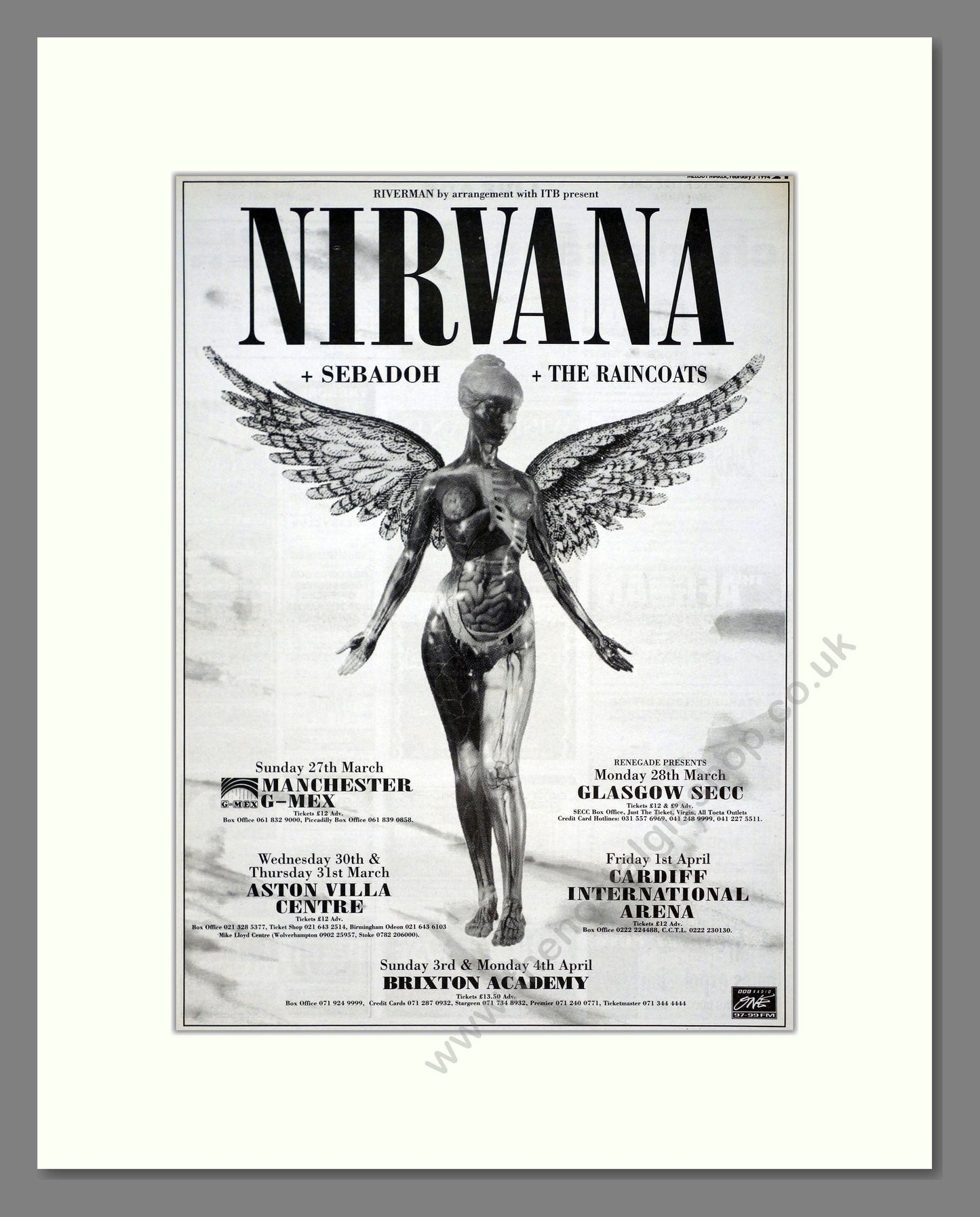 Nirvana - UK Tour. Vintage Advert 1994 (ref AD20957)