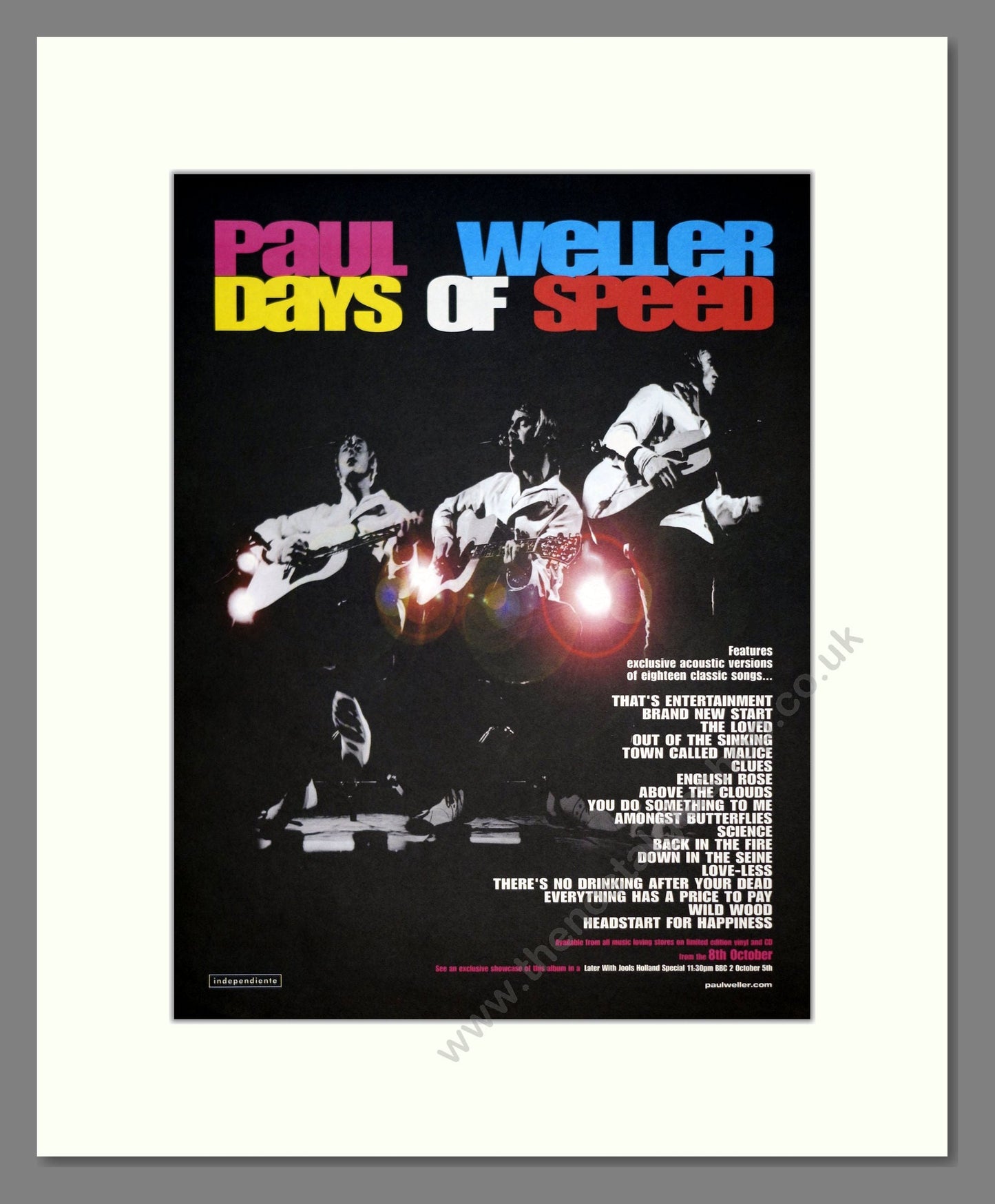 Paul Weller - Days Of Speed. Vintage Advert 2001 (ref AD20958)