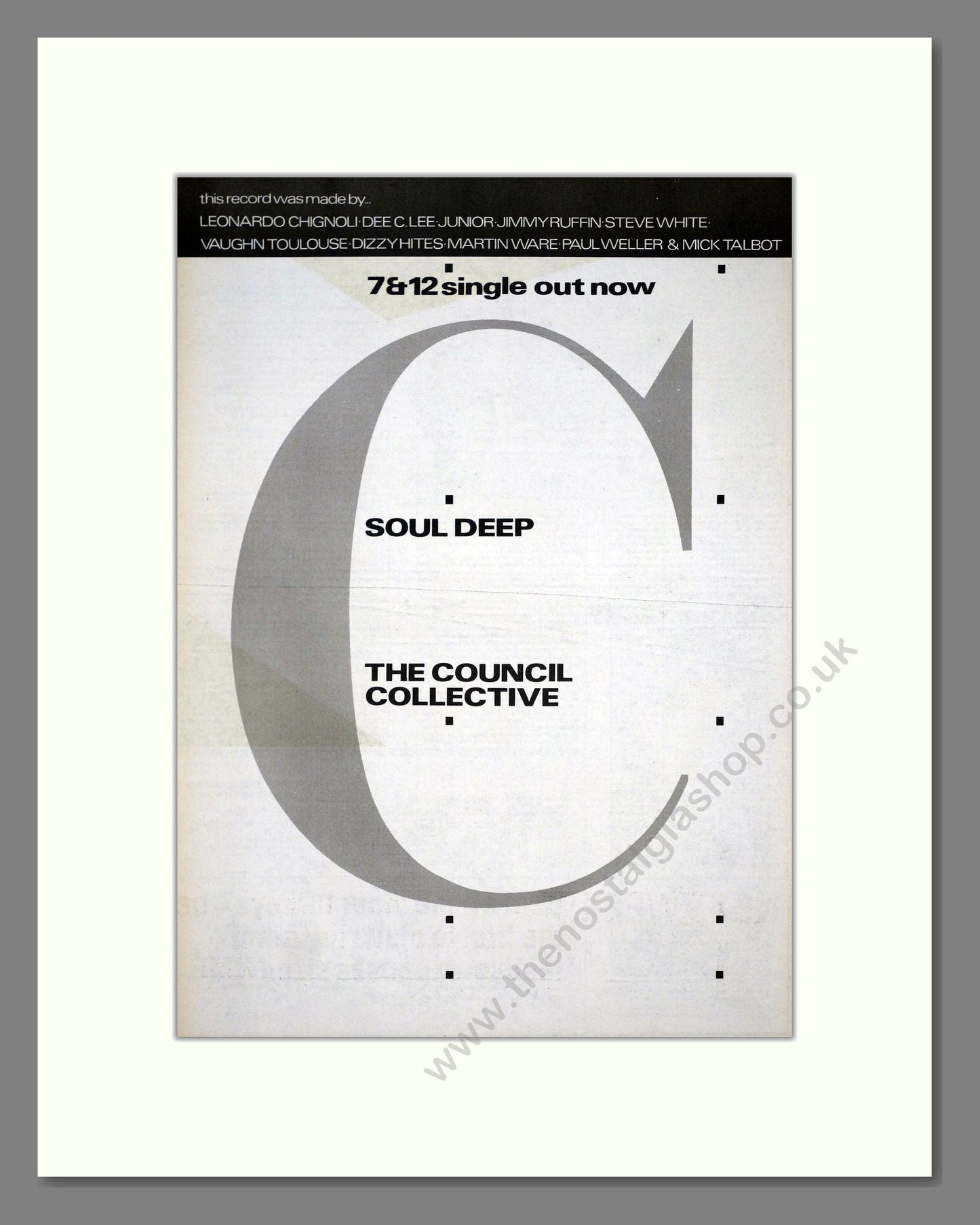 Soul Deep - The Council Collective. Vintage Advert 1984 (ref AD20977)