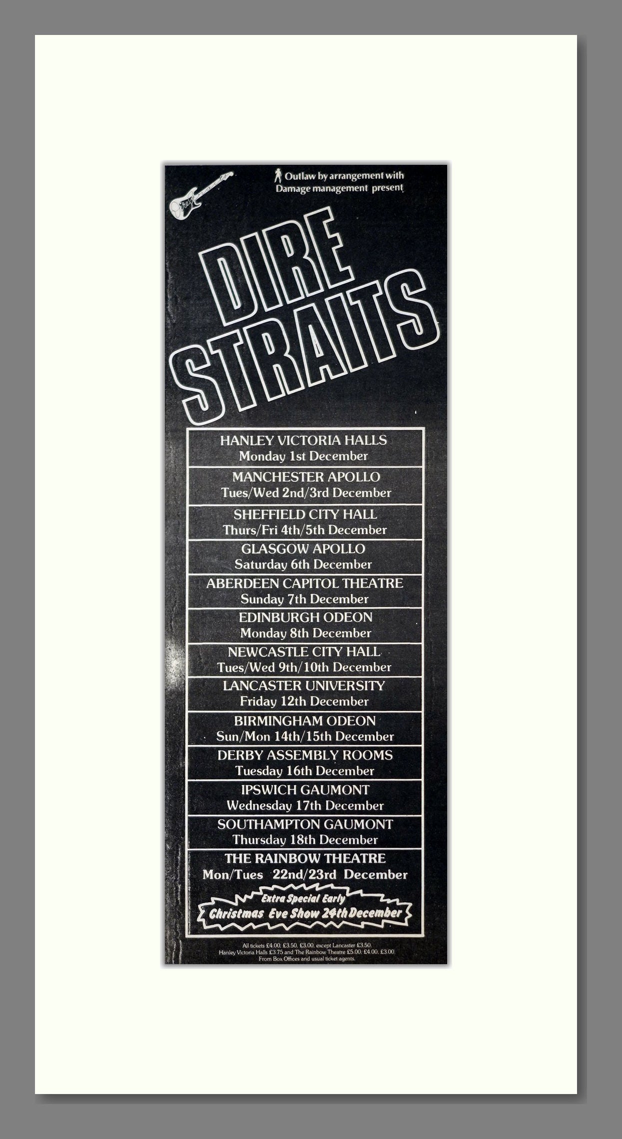 Dire Straits - UK Tour. Vintage Advert 1980 (ref AD201594)