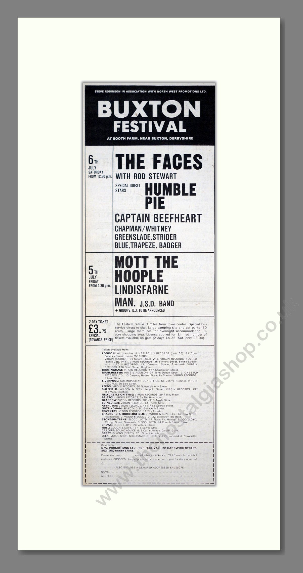 Buxton Festival - Line Up. Vintage Advert 1974 (ref AD201601)