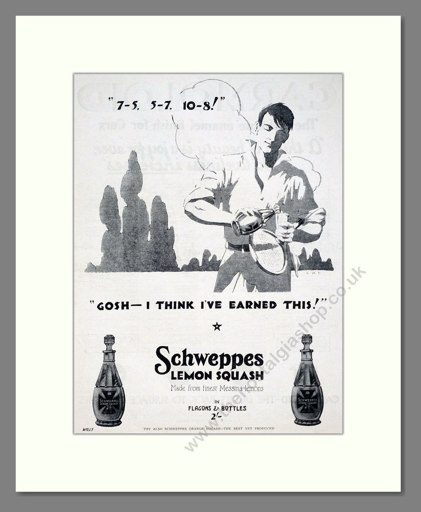 Schweppes - Lemon Squash. Vintage Advert 1927 (ref AD67055)