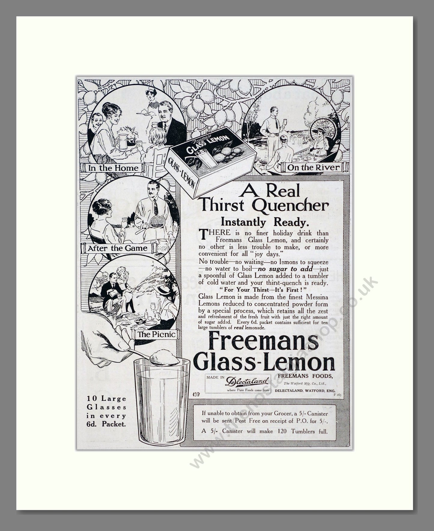 Freeman's - Glass Lemon Lemonade. Vintage Advert 1919 (ref AD67108)