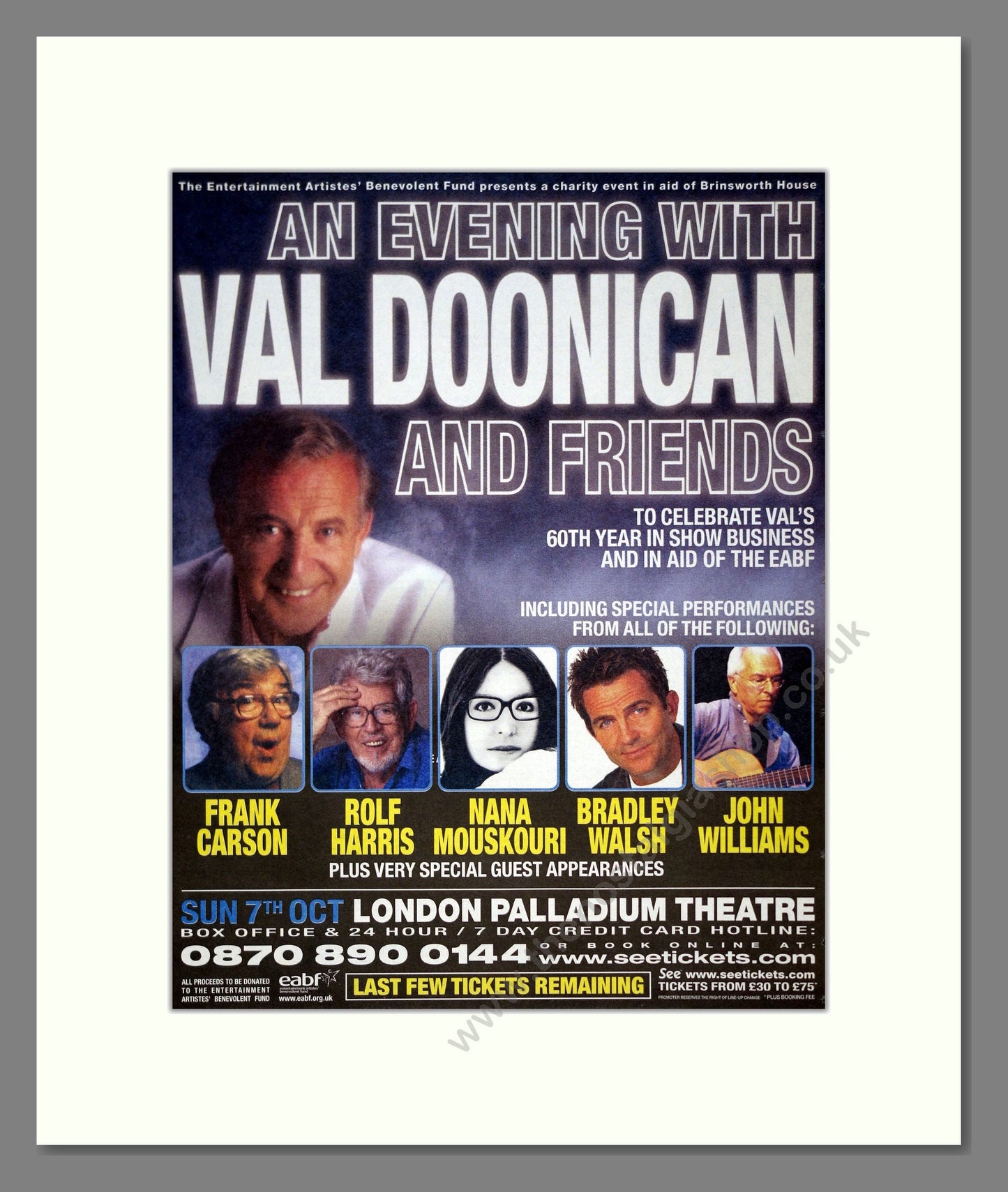 Val Doonican - An Evening With. Vintage Advert 2007 (ref AD21057)