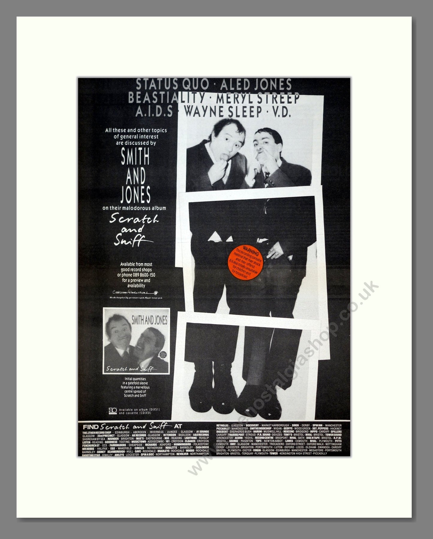 Smith And Jones - Scratch And Sniff. Vintage Advert 1986 (ref AD21080)