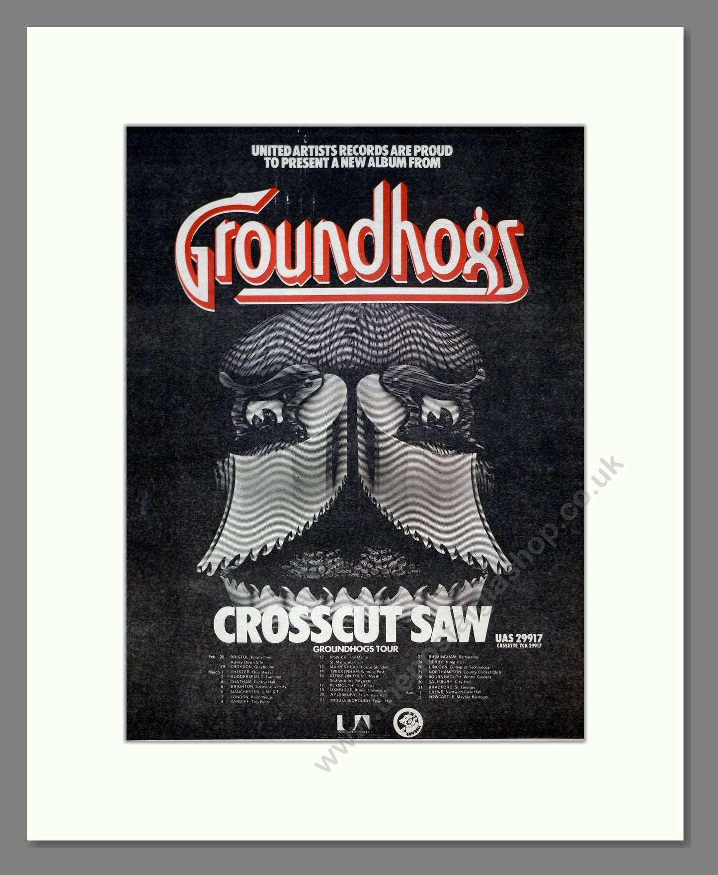 Groundhogs - Crosscut Saw. Vintage Advert 1976 (ref AD21091)