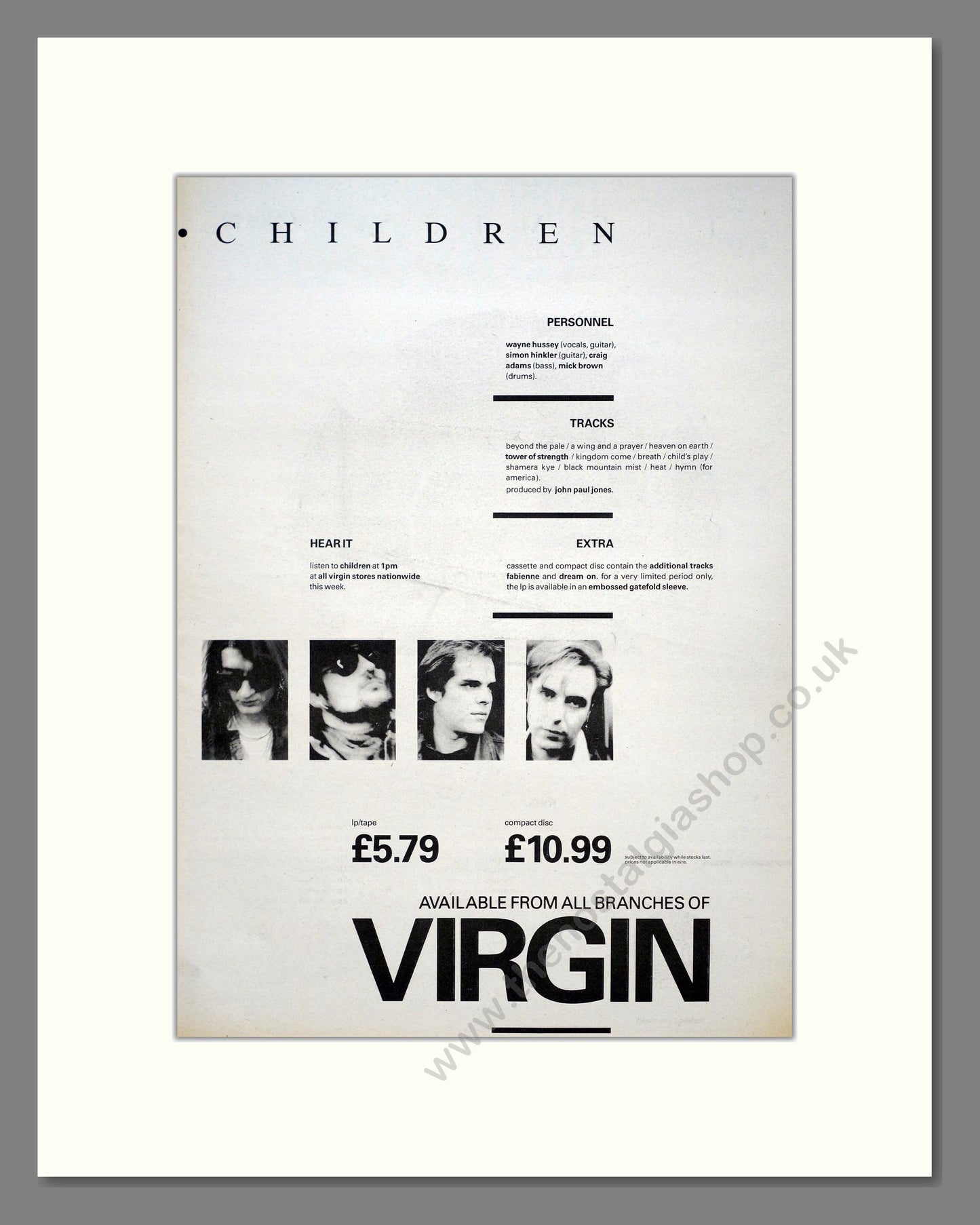 Mission (The) - Children (Double Advert). Vintage Advert 1988 (ref AD21118)