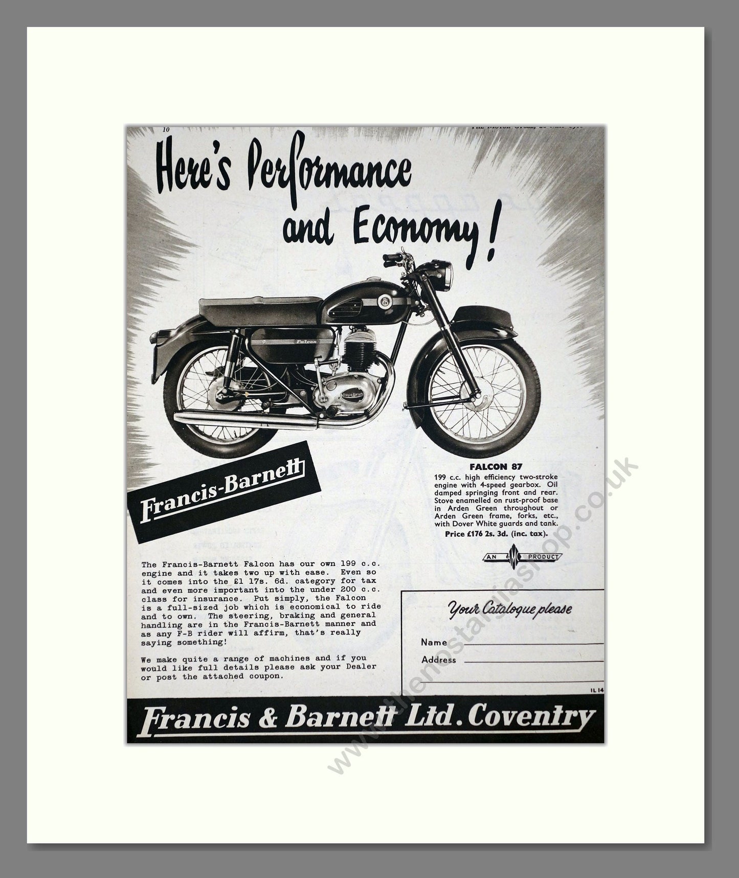 Francis-Barnett - Falcon 87. Vintage Advert 1960 (ref AD67123)