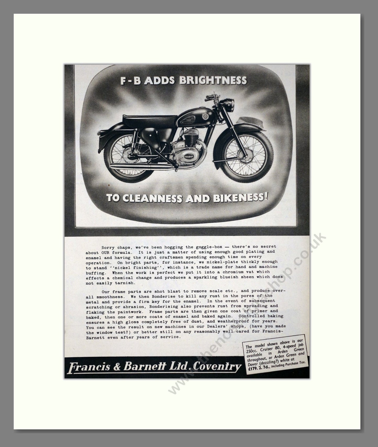 Francis-Barnett - Cruiser 80. Vintage Advert 1959 (ref AD67127)