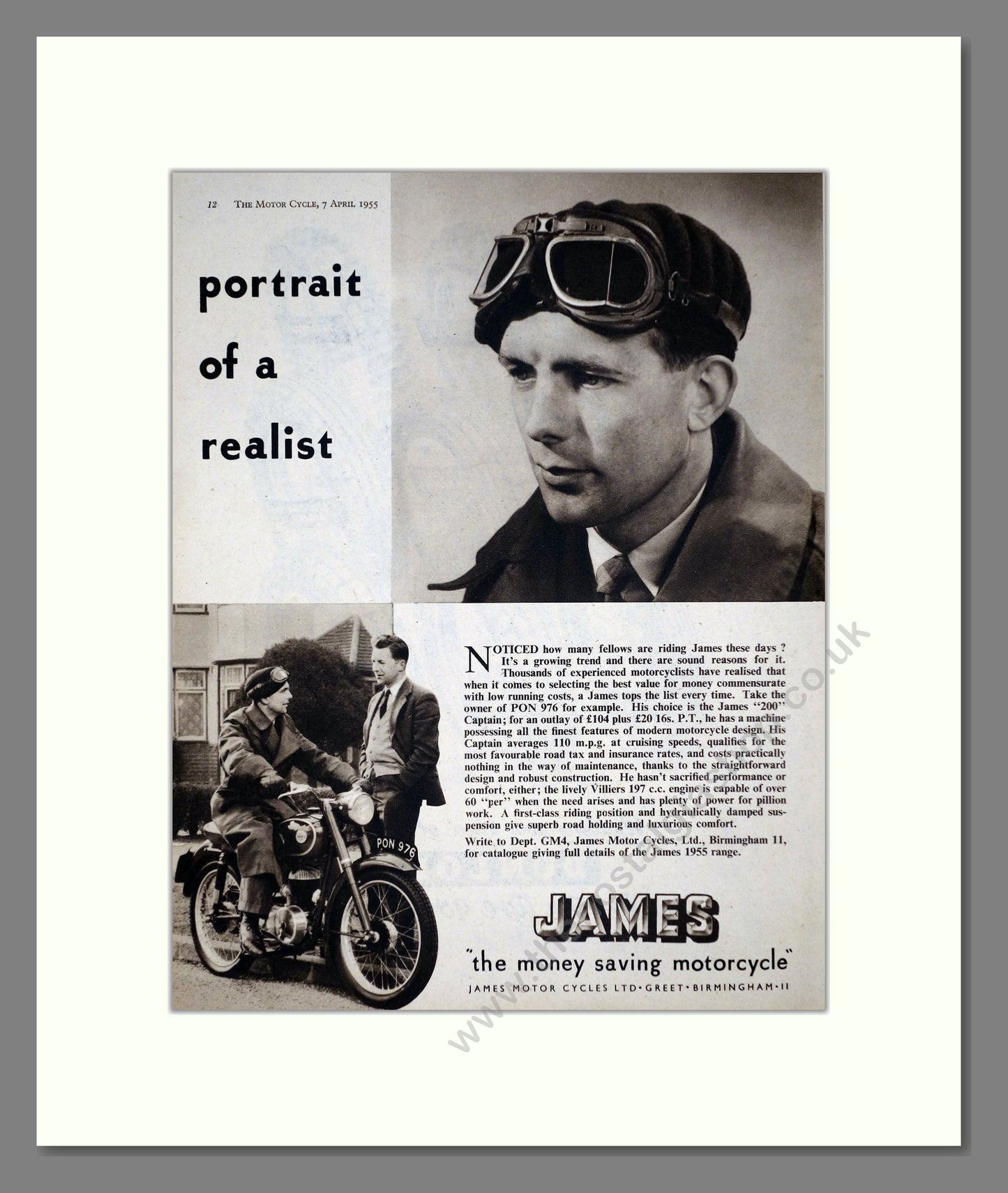 James - Captain 200. Vintage Advert 1955 (ref AD67157)