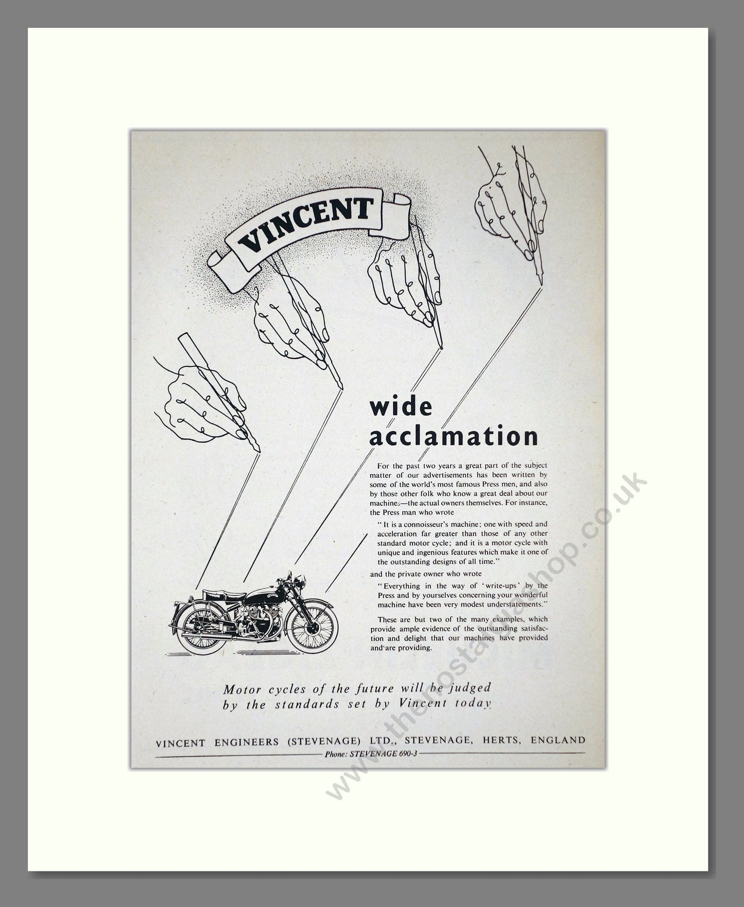 Vincent - Wide Acclamation. Vintage Advert 1953 (ref AD67164)