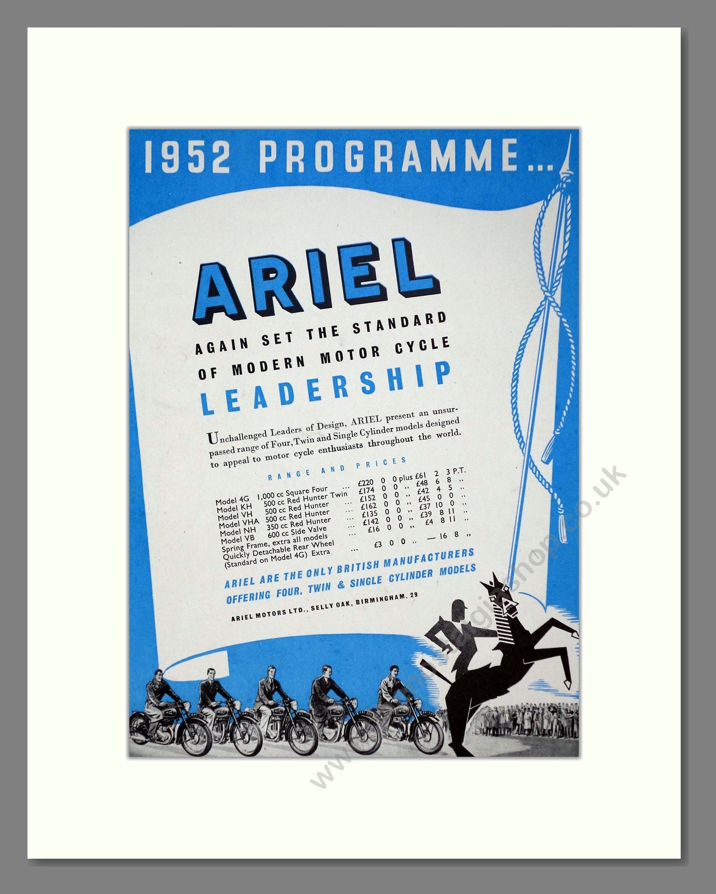 Ariel - Leadership. Vintage Advert 1951 (ref AD67175)