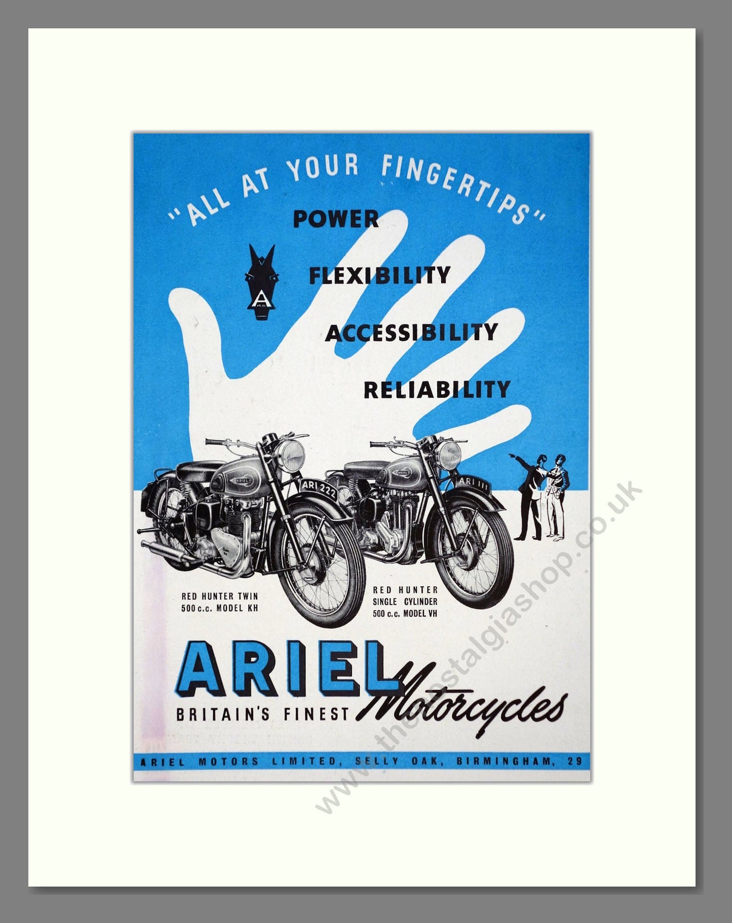 Ariel - Power Flexibility Accissibility Reliability. Vintage Advert 1951 (ref AD67177)