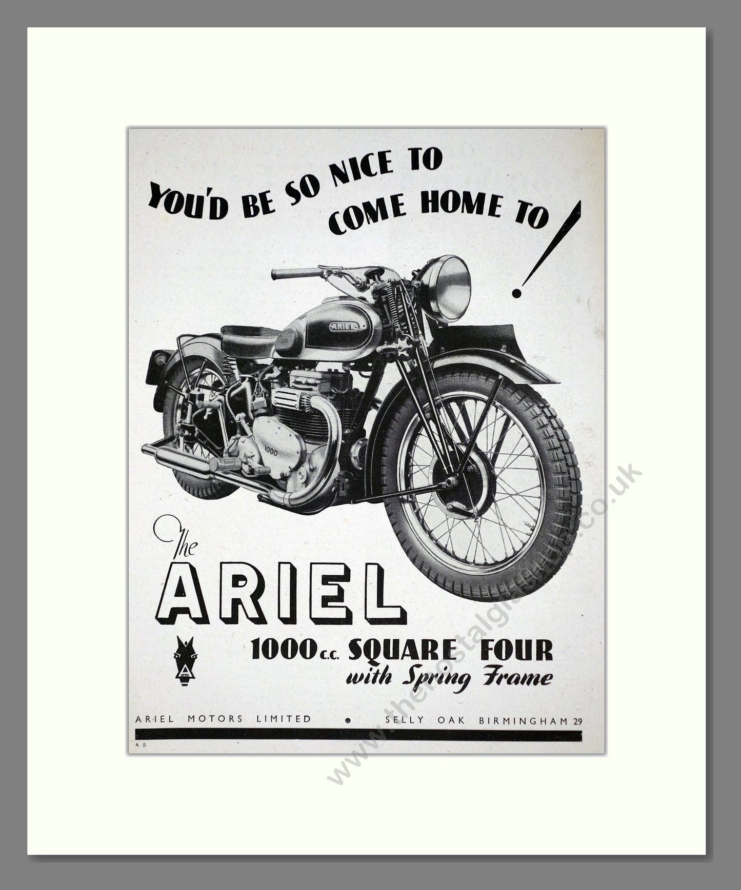 Ariel - 1000cc Square Four. Vintage Advert 1944 (ref AD67195)