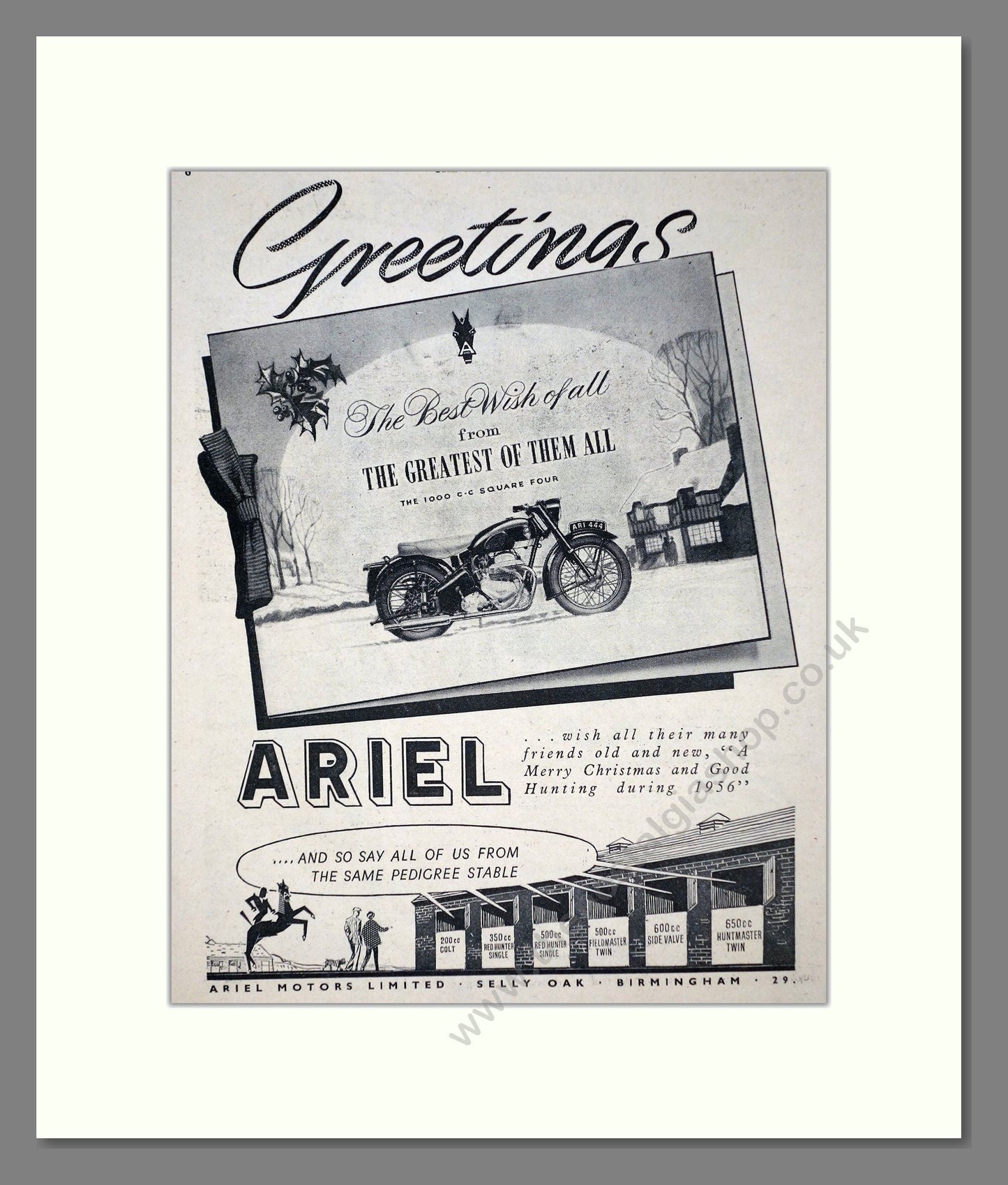 Ariel - Christmas Greetings. Vintage Advert 1955 (ref AD67201)