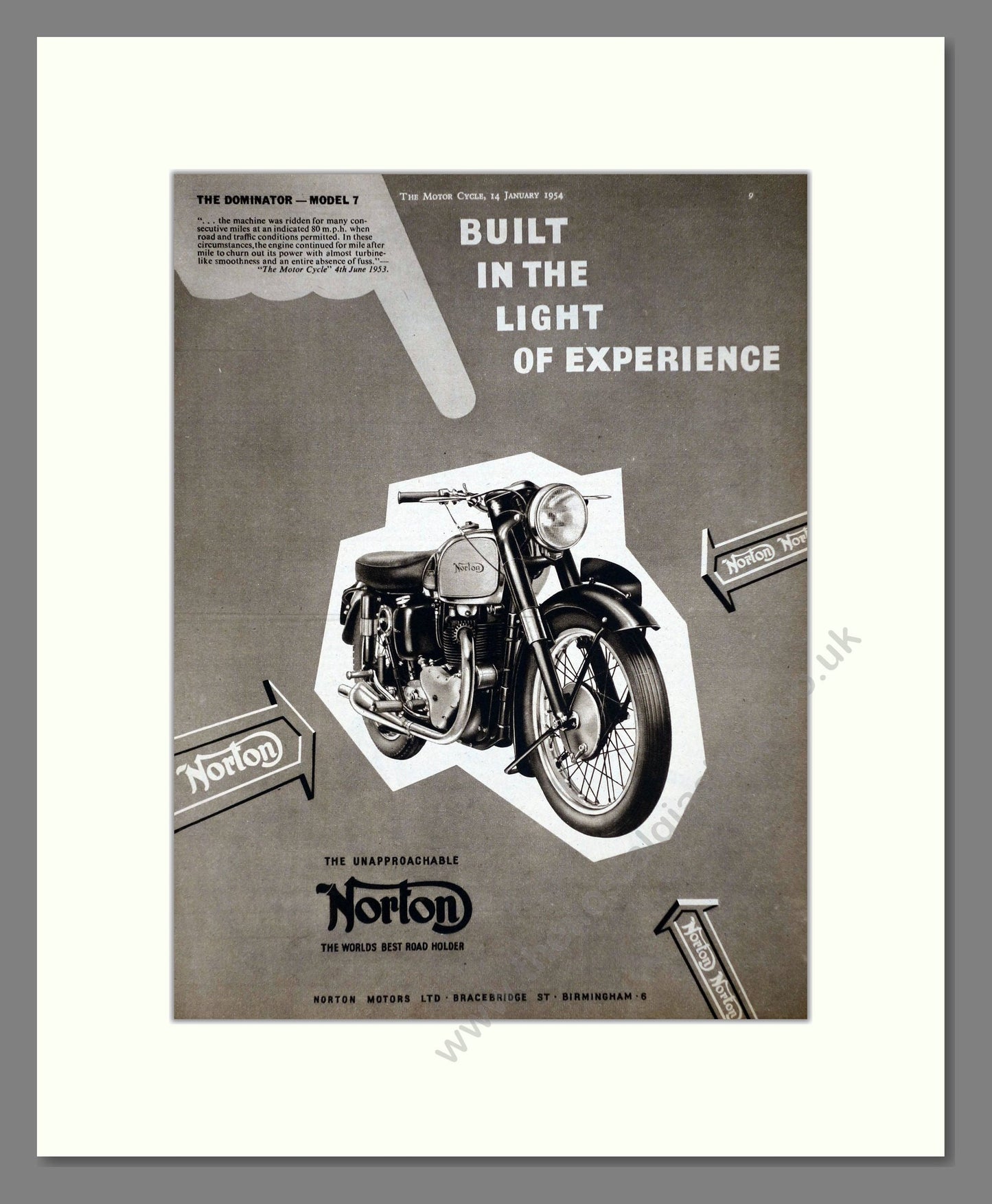 Norton - Dominator Model 7. Vintage Advert 1954 (ref AD67217)