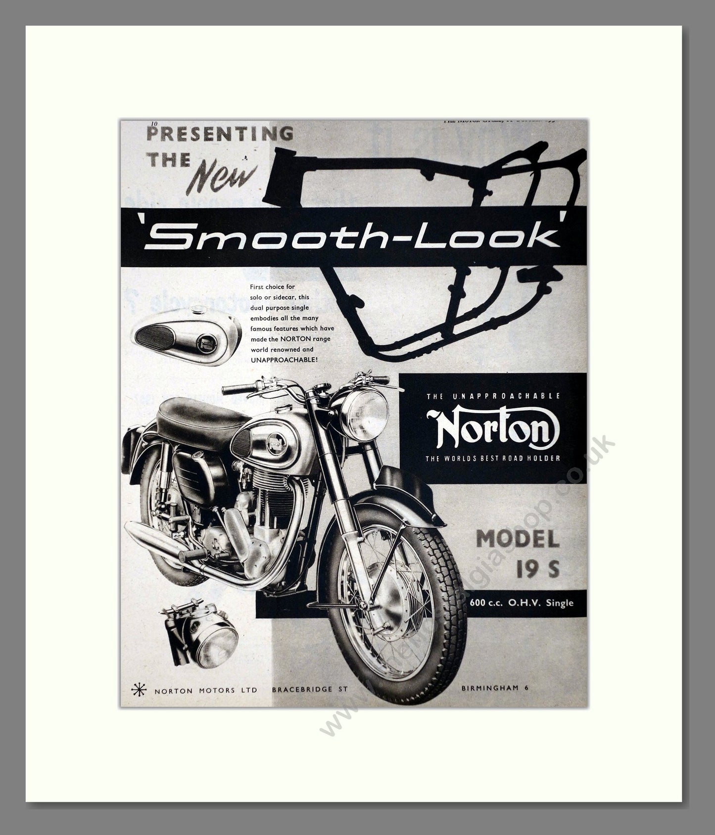 Norton - Smooth Look 19S. Vintage Advert 1956 (ref AD67220)