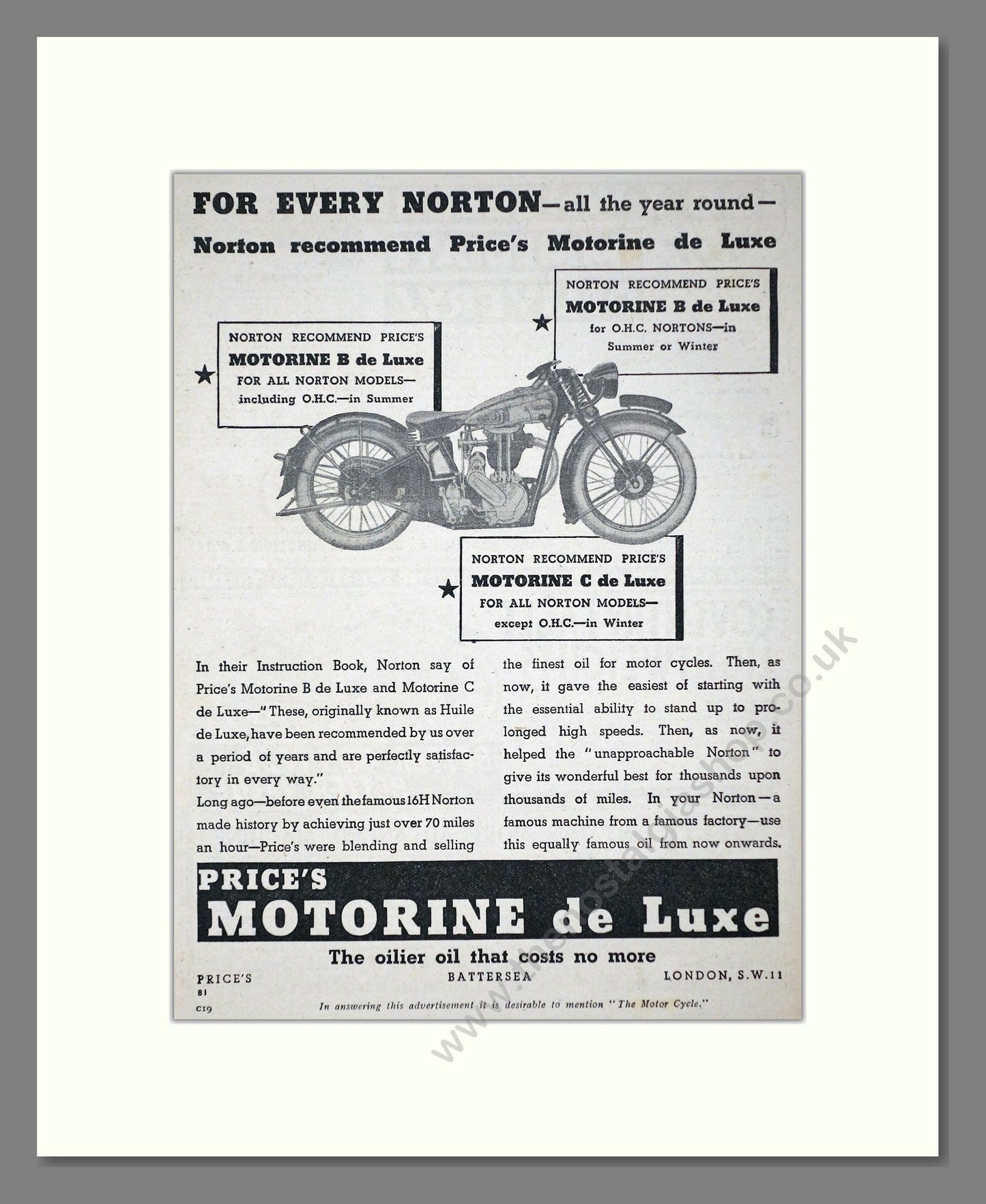 Norton - Motorine de Luxe. Vintage Advert 1934 (ref AD67222)