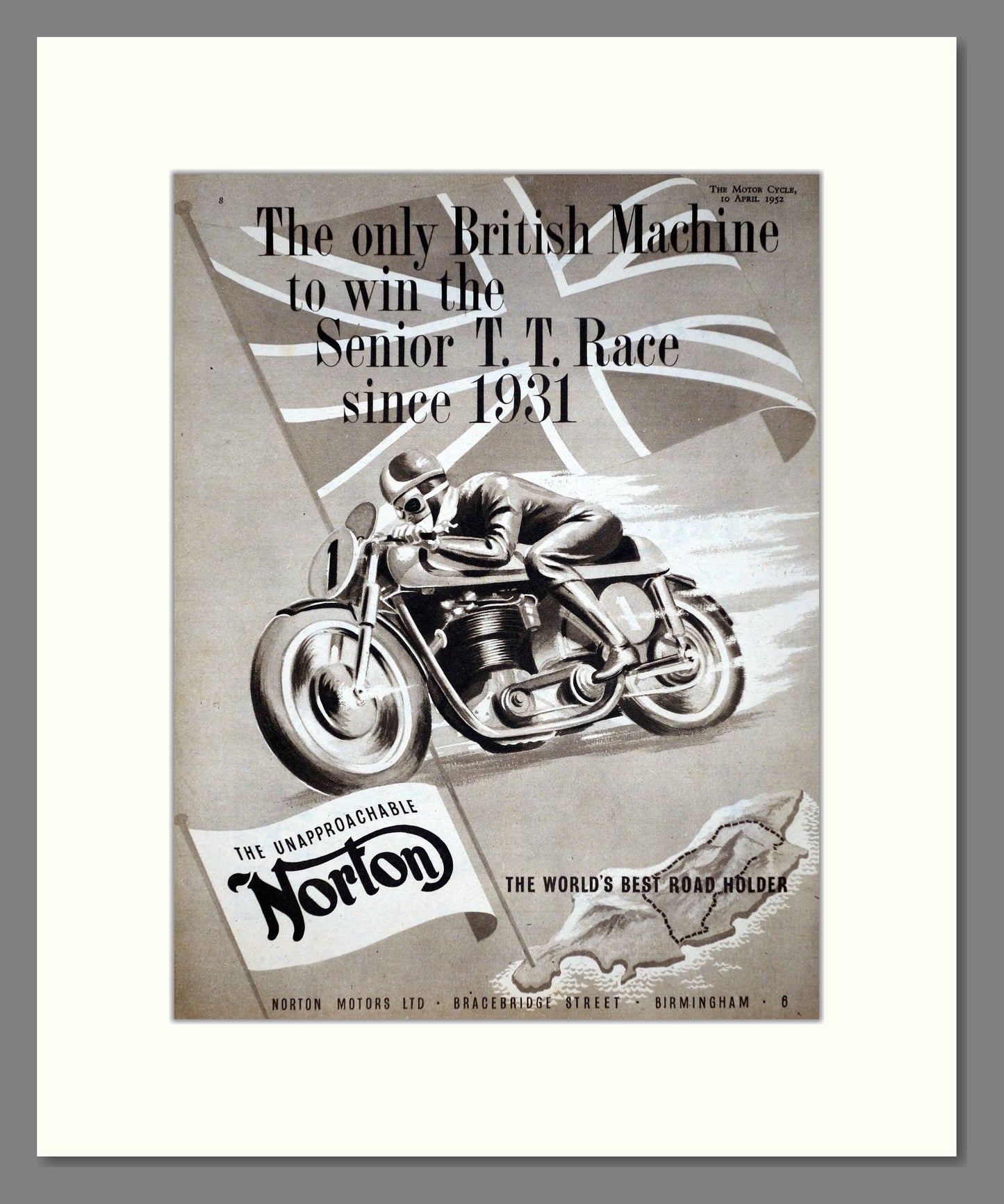 Norton - Senior TT Win. Vintage Advert 1952 (ref AD67231)