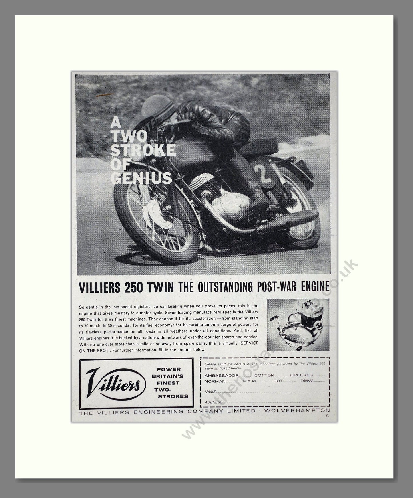 Villiers - 250 Twin Engine. Vintage Advert 1960 (ref AD67240)