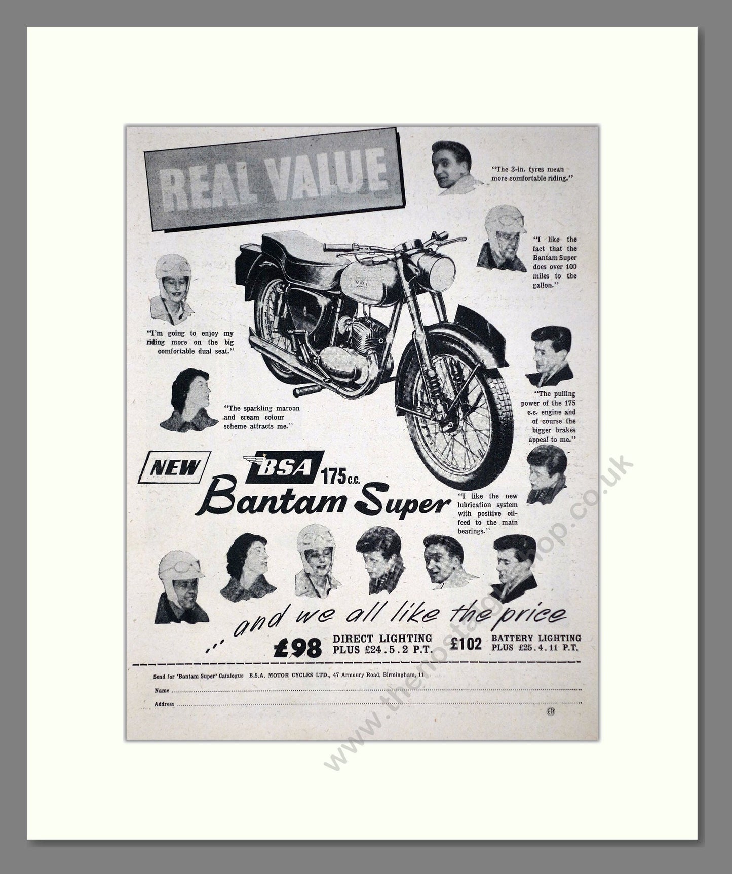 BSA - Bantam Super. Vintage Advert 1958 (ref AD67252)