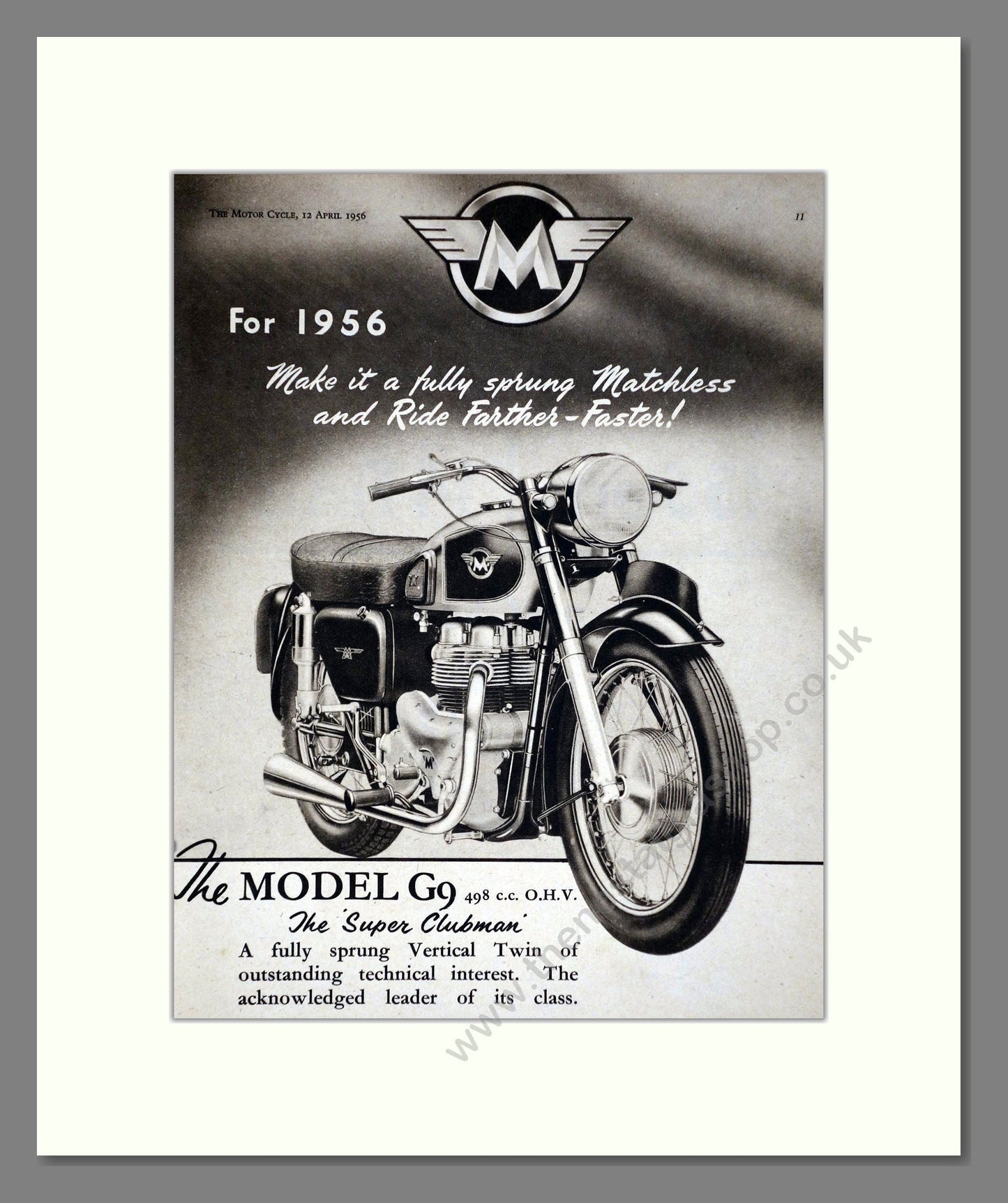 Matchless - Super Clubman. Vintage Advert 1956 (ref AD67294)