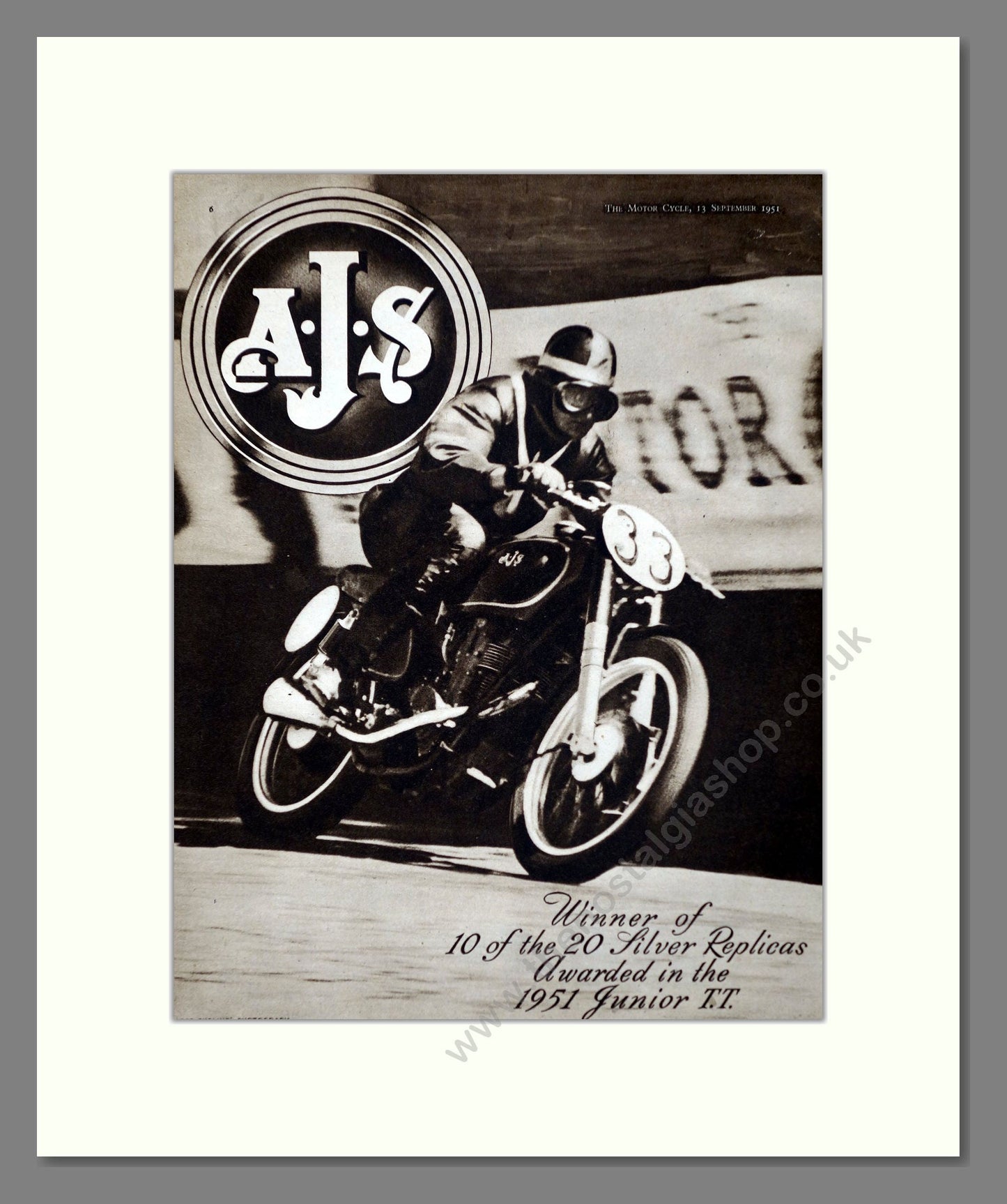 AJS - Junior TT Winner. Vintage Advert 1951 (ref AD67310)