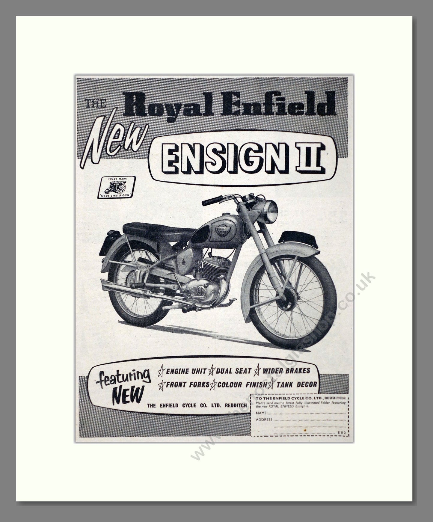 Royal Enfield - Ensign II. Vintage Advert 1956 (ref AD67337)