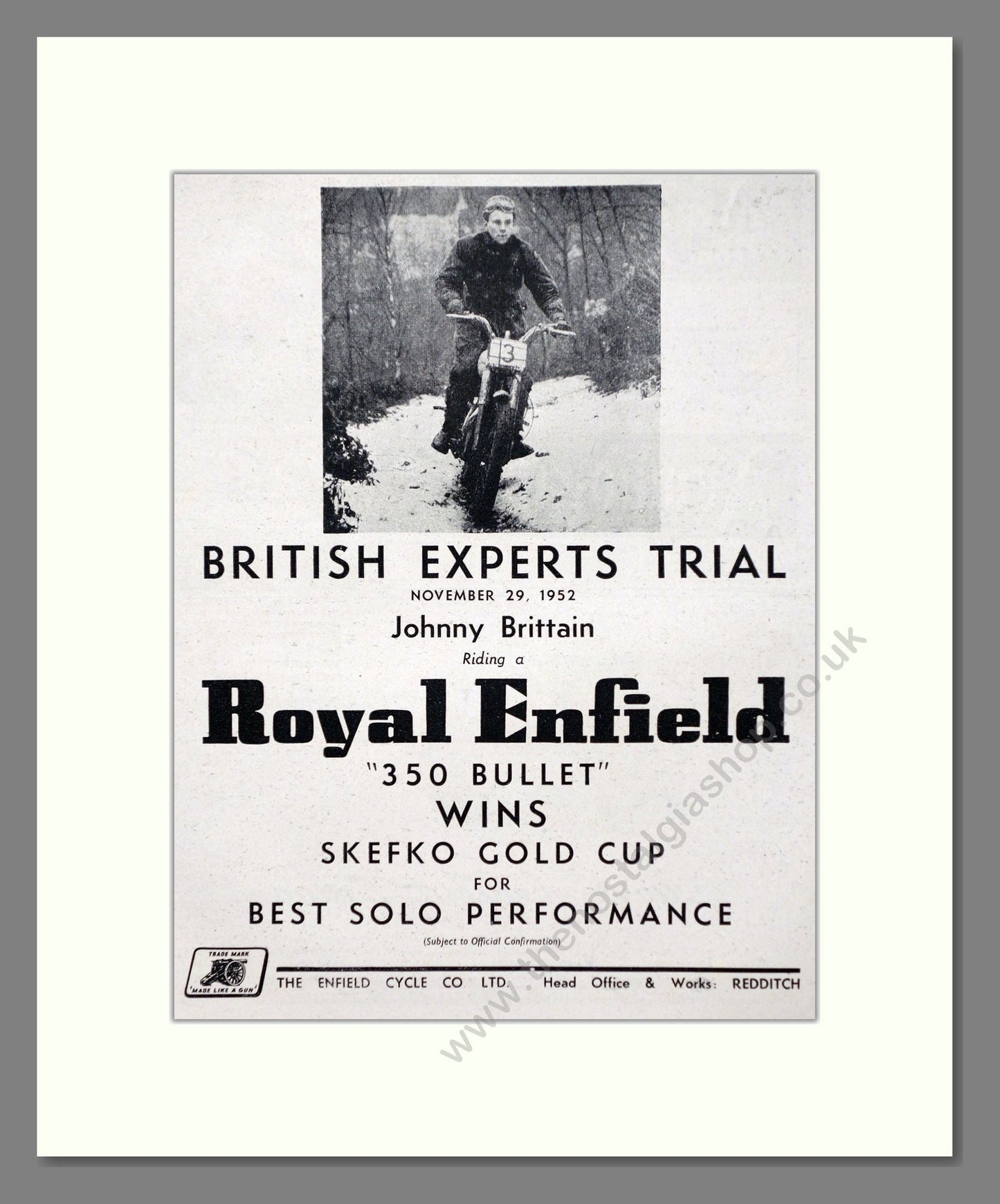 Royal Enfield - 350 Bullet. Vintage Advert 1952 (ref AD67362)