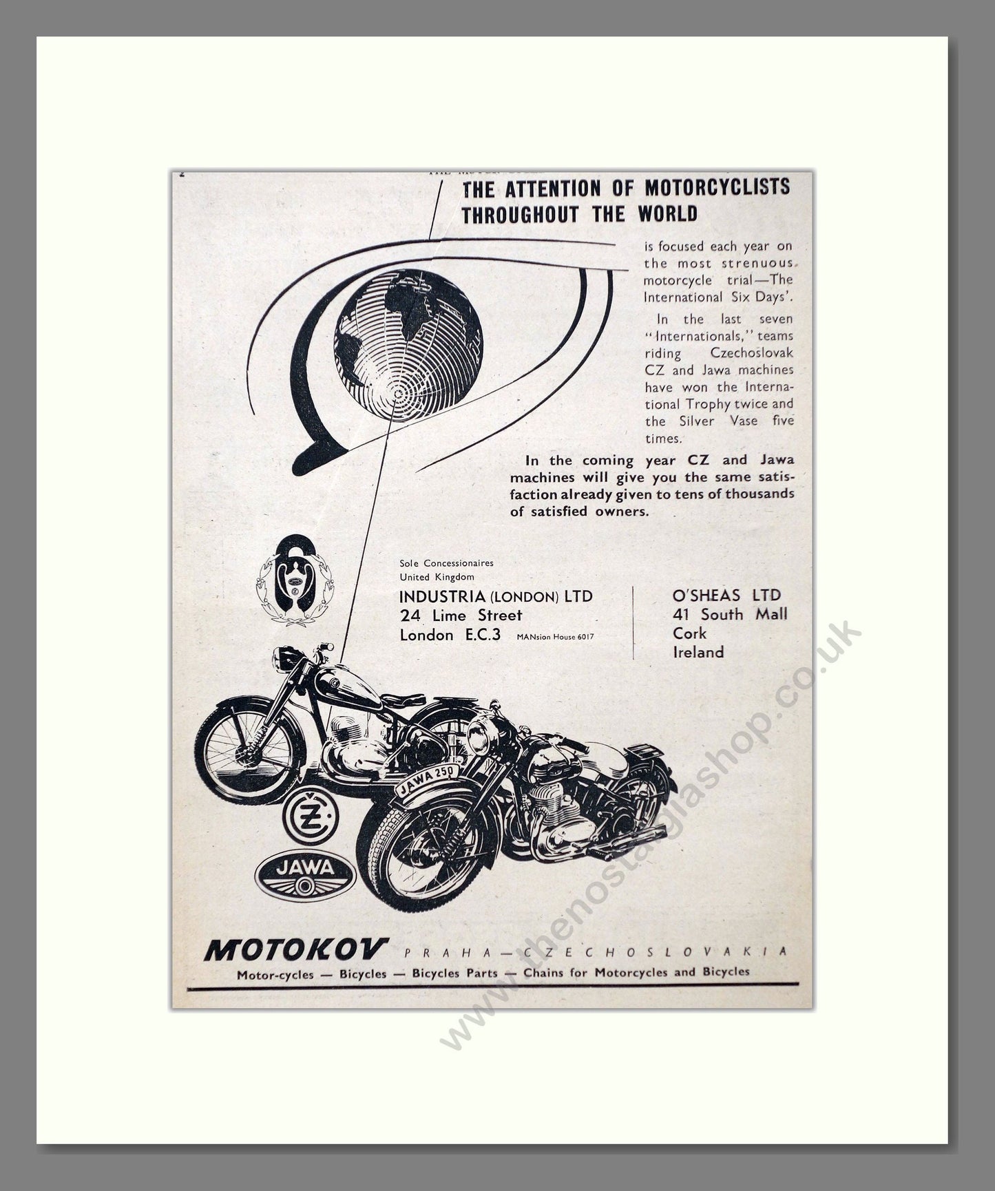 Jawa / CZ - At Motokov. Vintage Advert 1954 (ref AD67372)