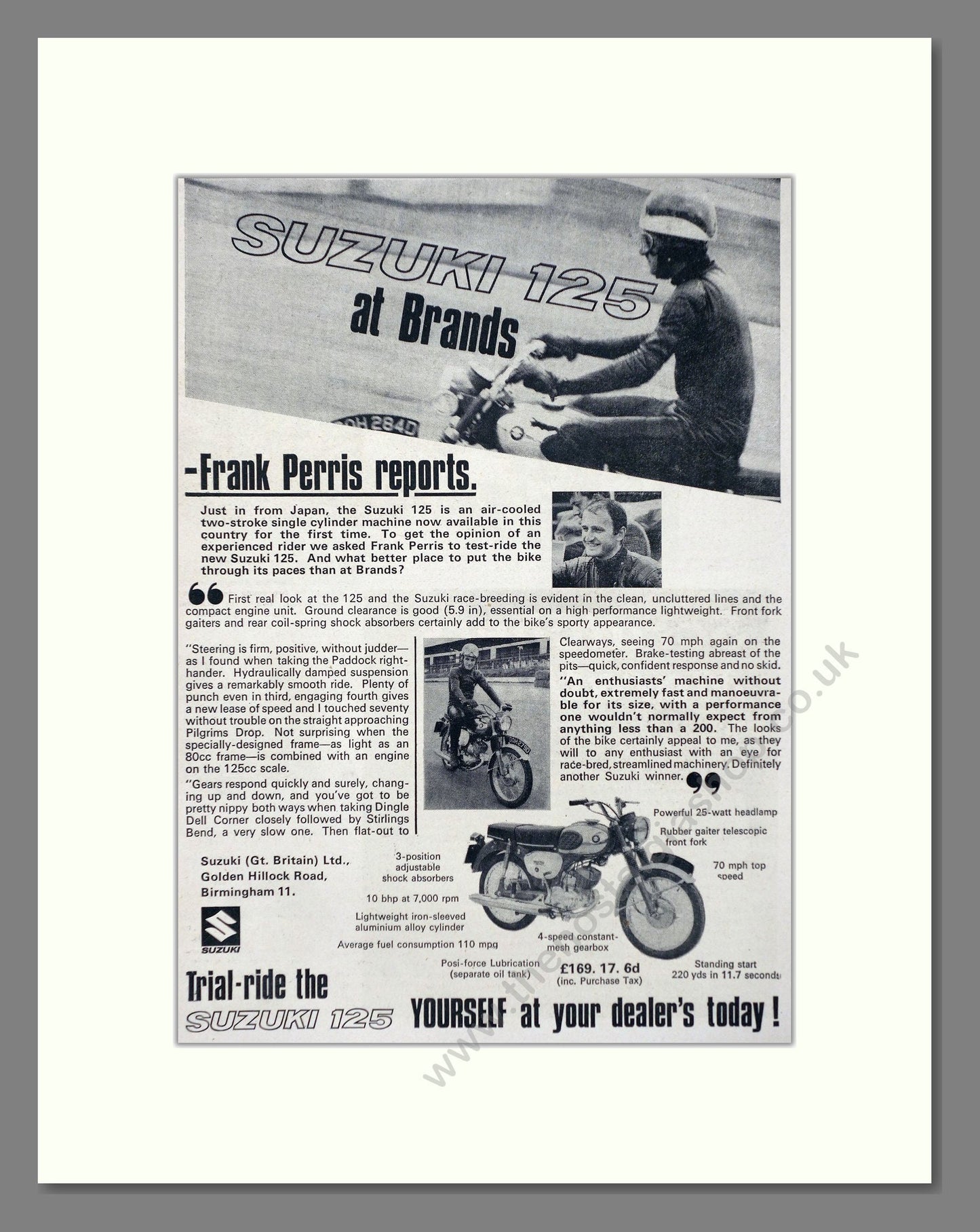 Suzuki - 125 At Brands Hatch. Vintage Advert 1966 (ref AD67424)