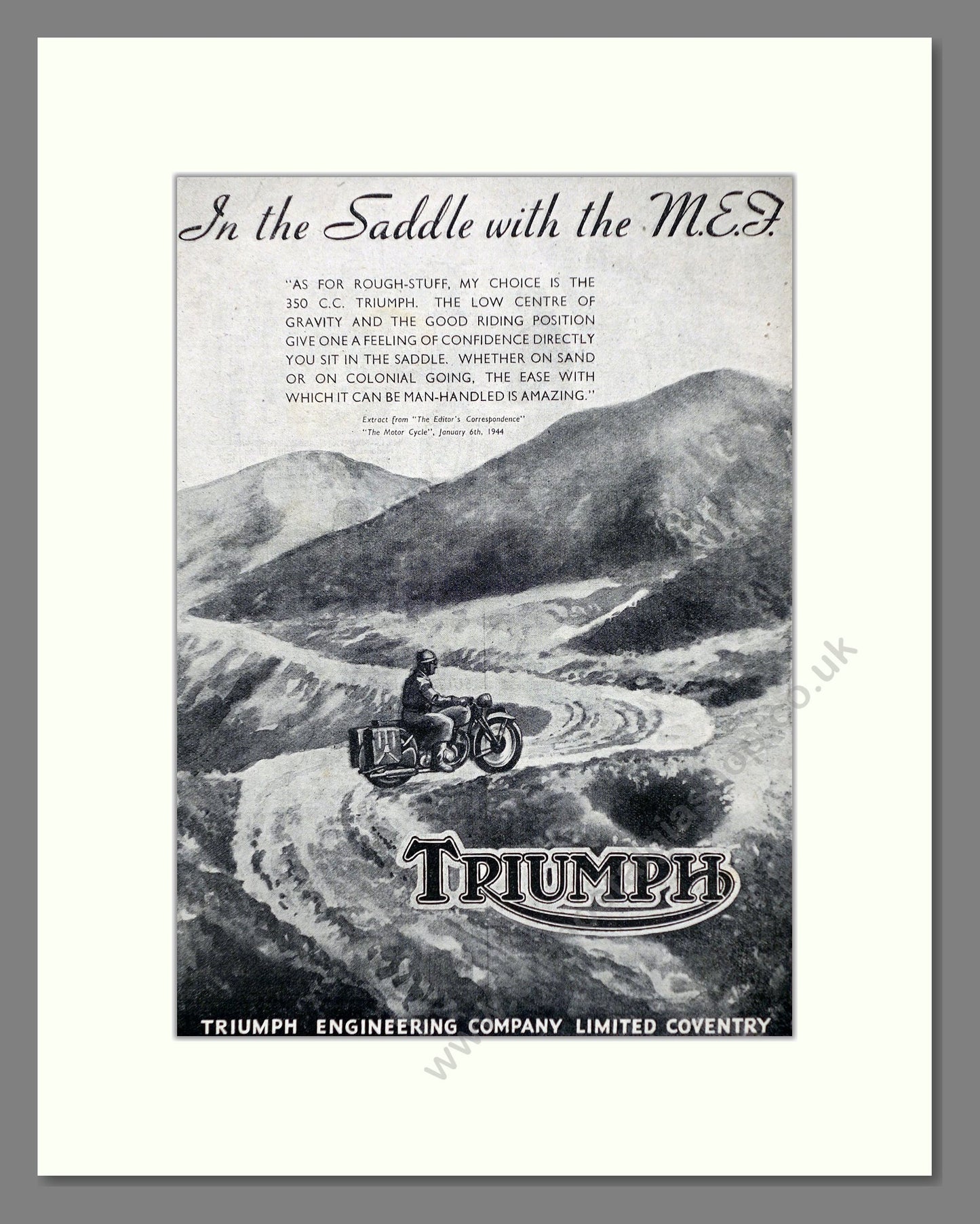 Triumph - 350cc. Vintage Advert 1944 (ref AD67444)