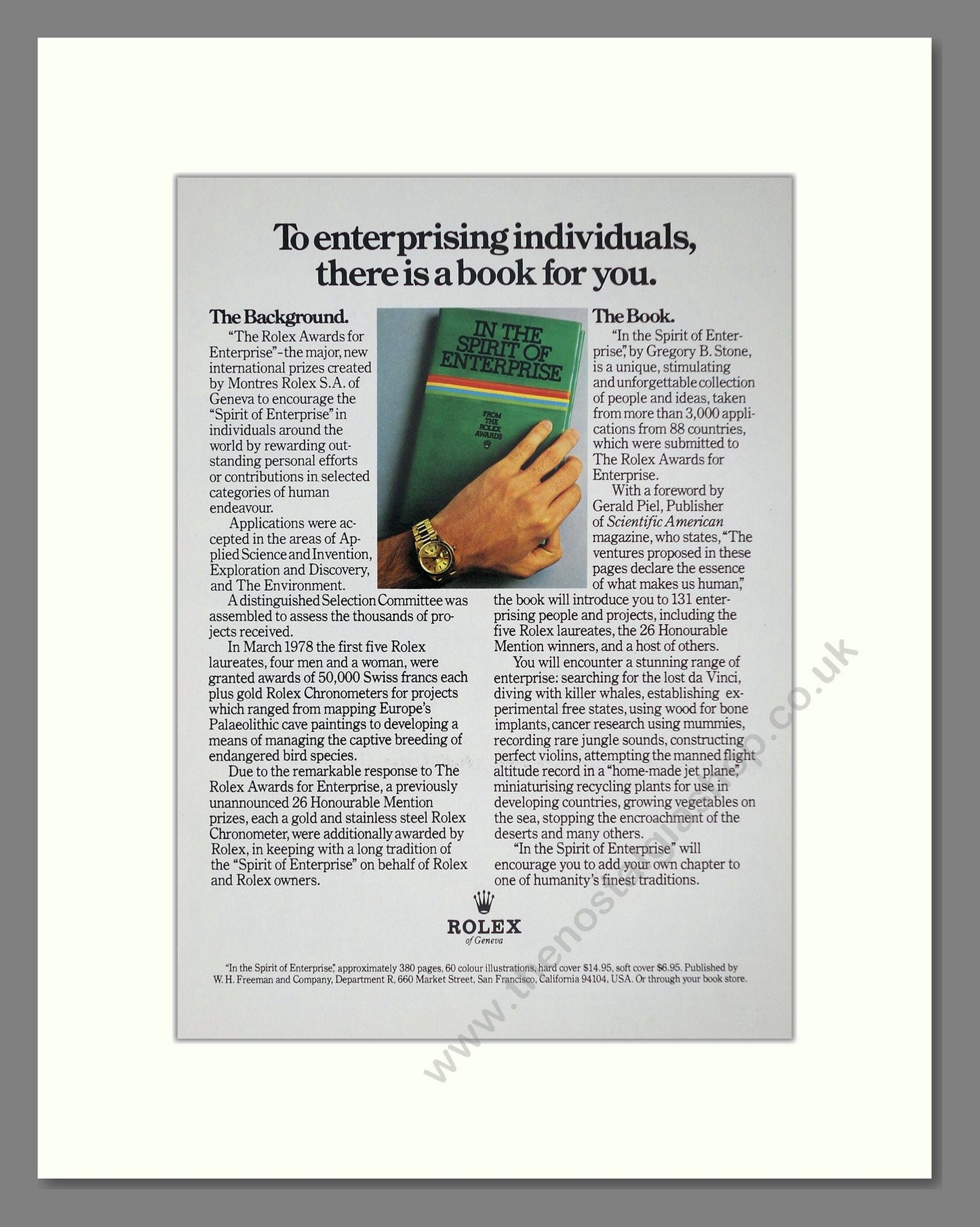 Rolex - Spirit Of Enterprise. Vintage Advert 1978 (ref AD67449)